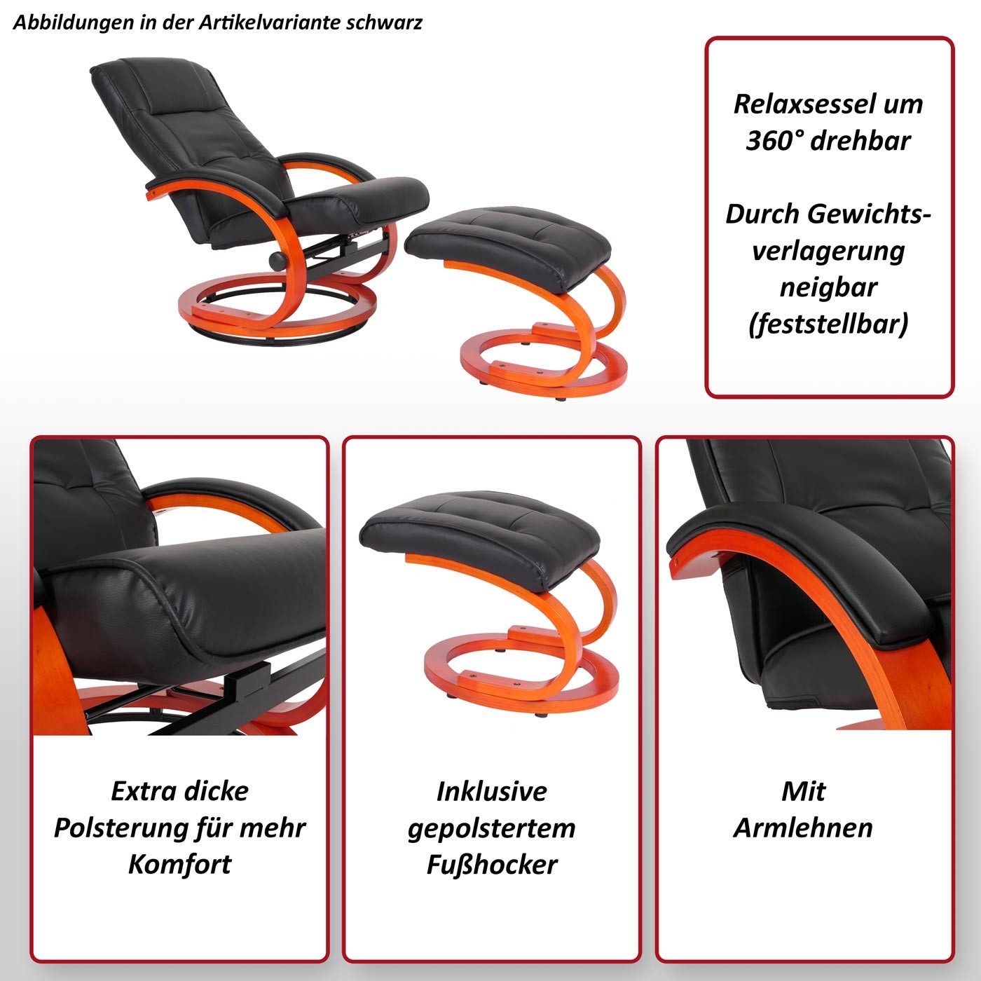 MCW Relaxsessel Aprilia, Inkl. Hocker, Sessel durch Gewichtsverlagerung neigbar (feststellbar)
