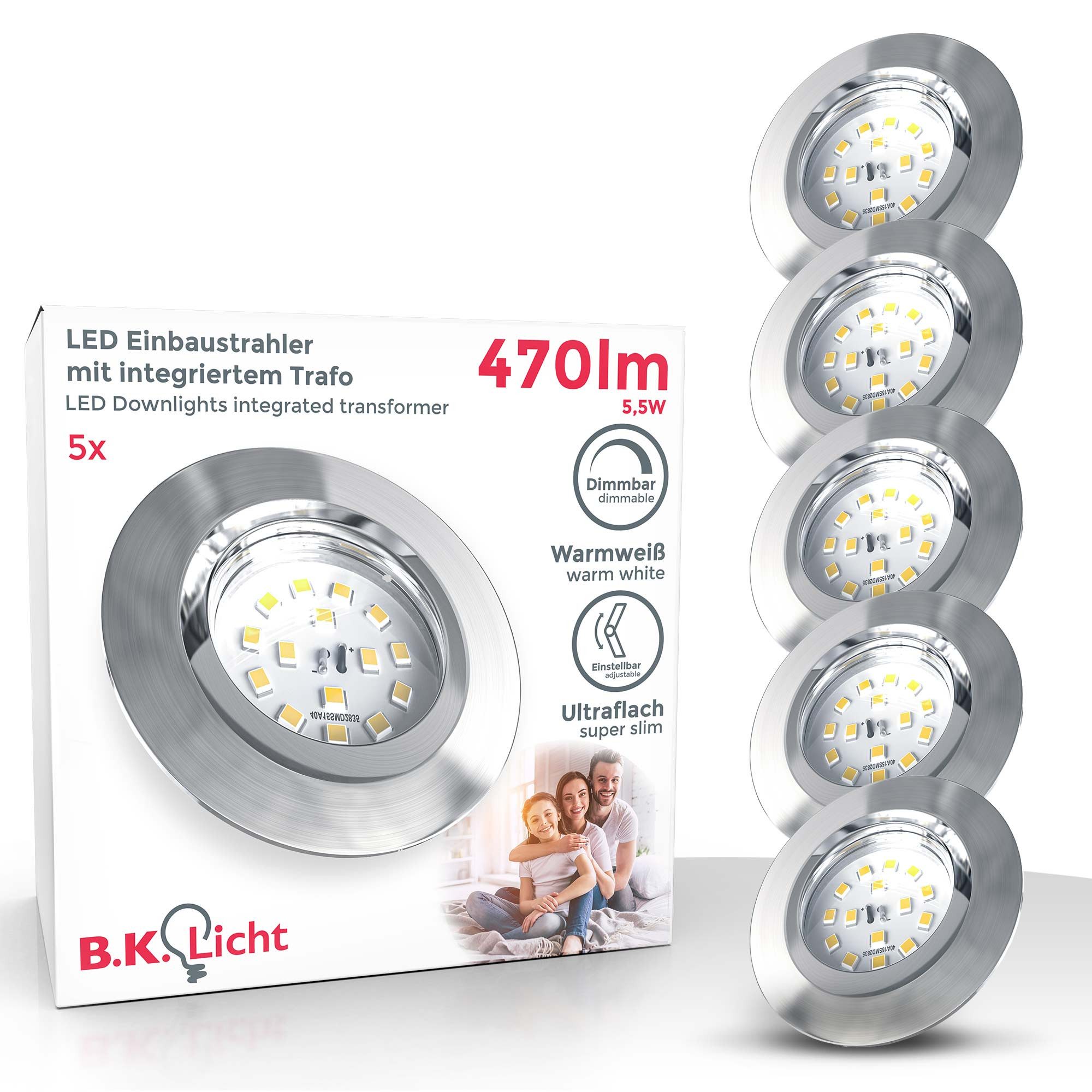 B.K.Licht LED Einbaustrahler Set 5x Einbauleuchten günstig online kaufen