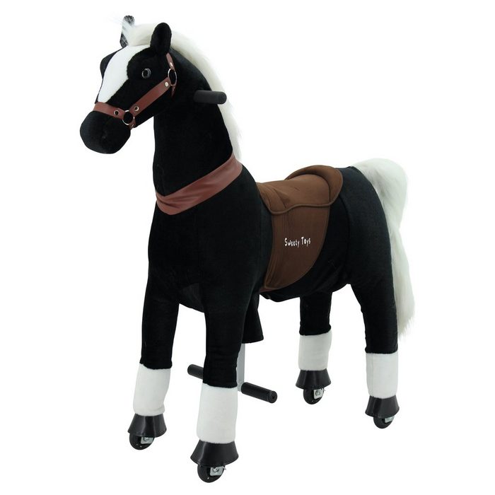Sweety-Toys Reittier Sweety Toys 7325 Reittier gross Pferd BLACKY auf Rollen für 4 bis 9 Jahre - RIDING ANIMAL