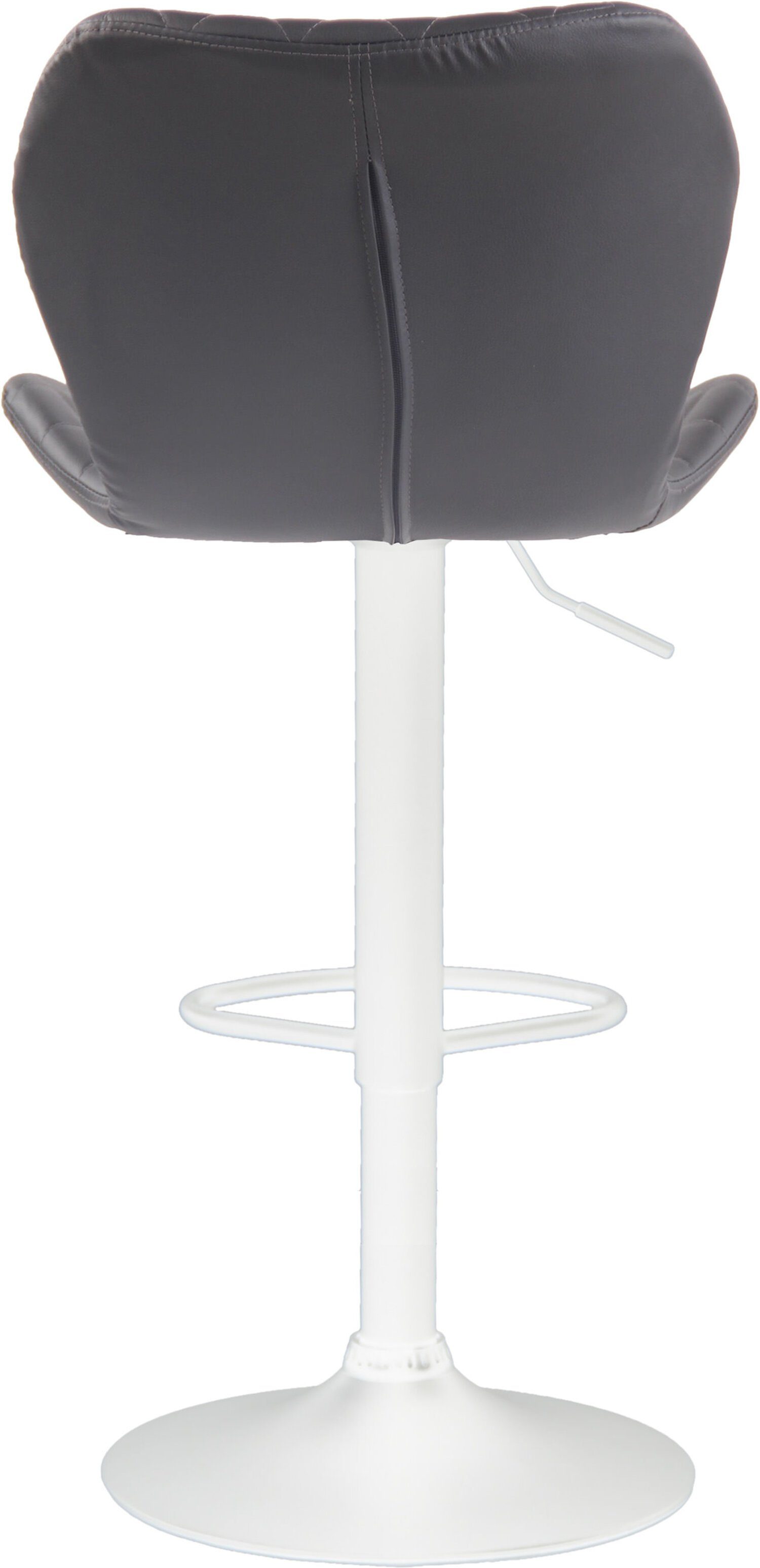 TPFLiving Barhocker Cora mit bequemer - Hocker Rückenlehne angenehmer Kunstleder Sitzfläche: Theke & höhenverstellbar), drehbar Metall Fußstütze 360° für Gestell und - weiß Grau (Barstuhl und Küche