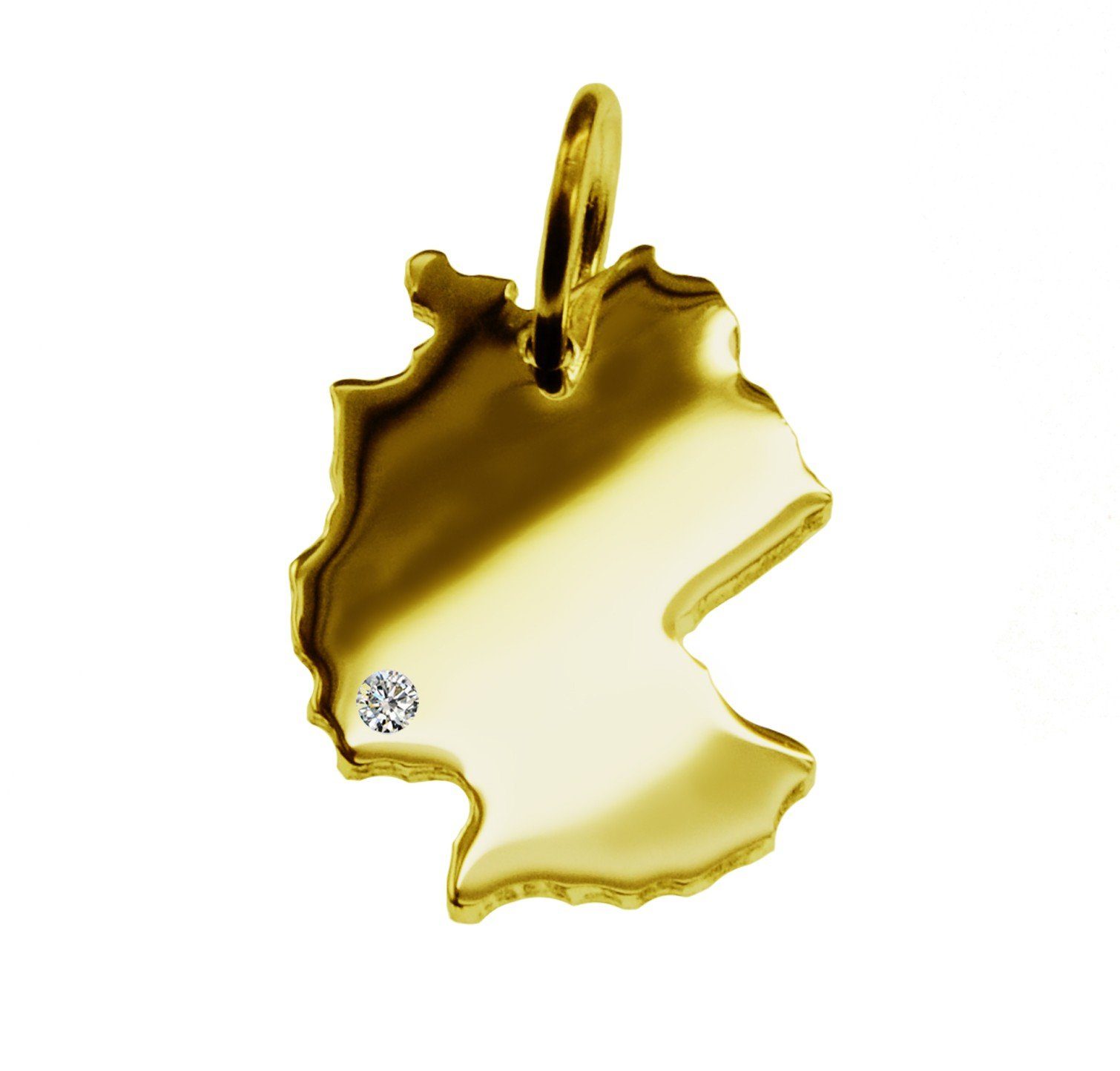 Kettenanhänger Anhänger Deutschland mit Brillant am Wunschort 585 Gelbgold
