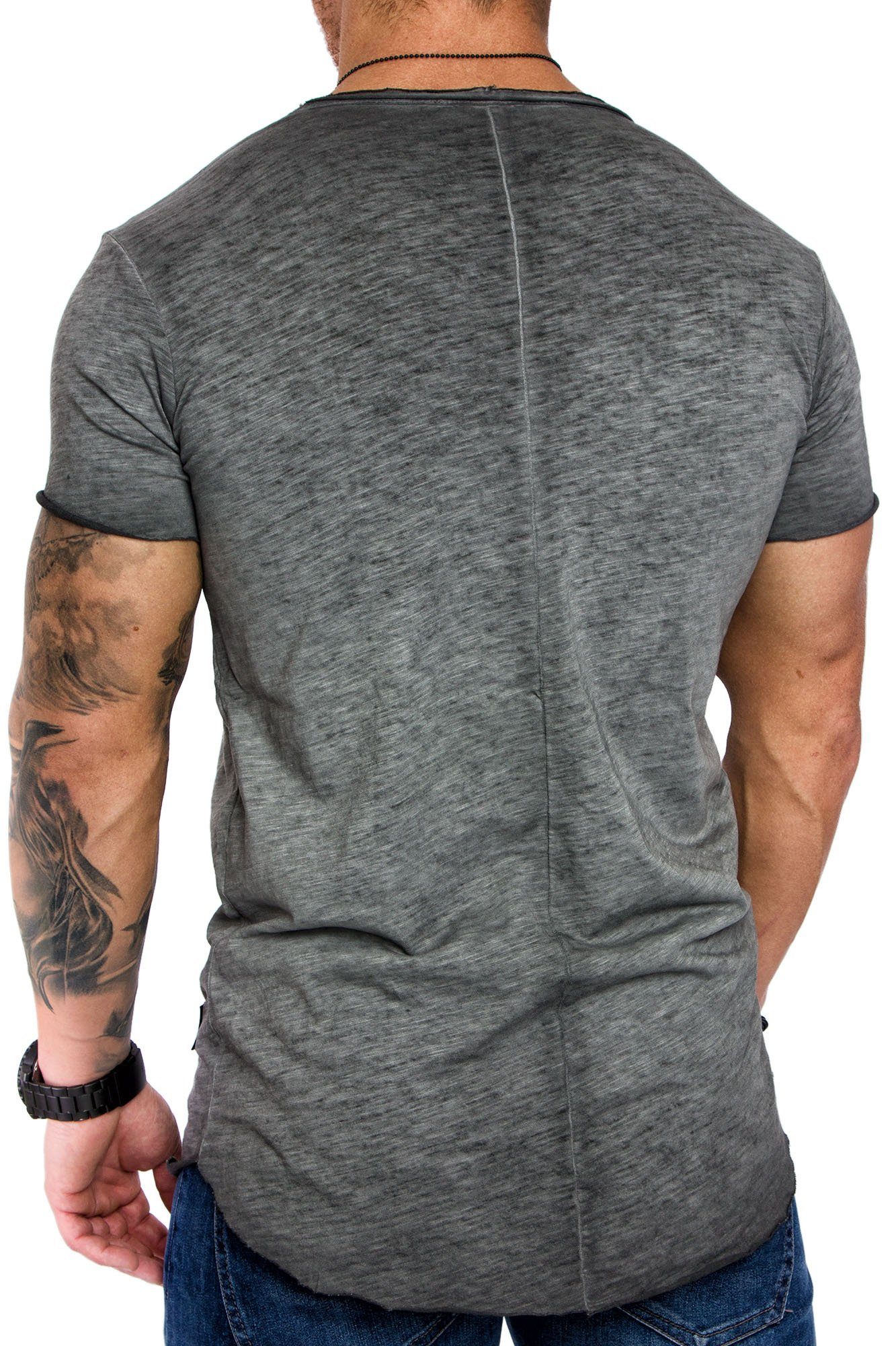 Amaci&Sons T-Shirt TIJUANA Oversize T-Shirt mit Rundhalsausschnitt Herren Oversize Vintage Verwaschen Rundhalsausschnitt Shirt