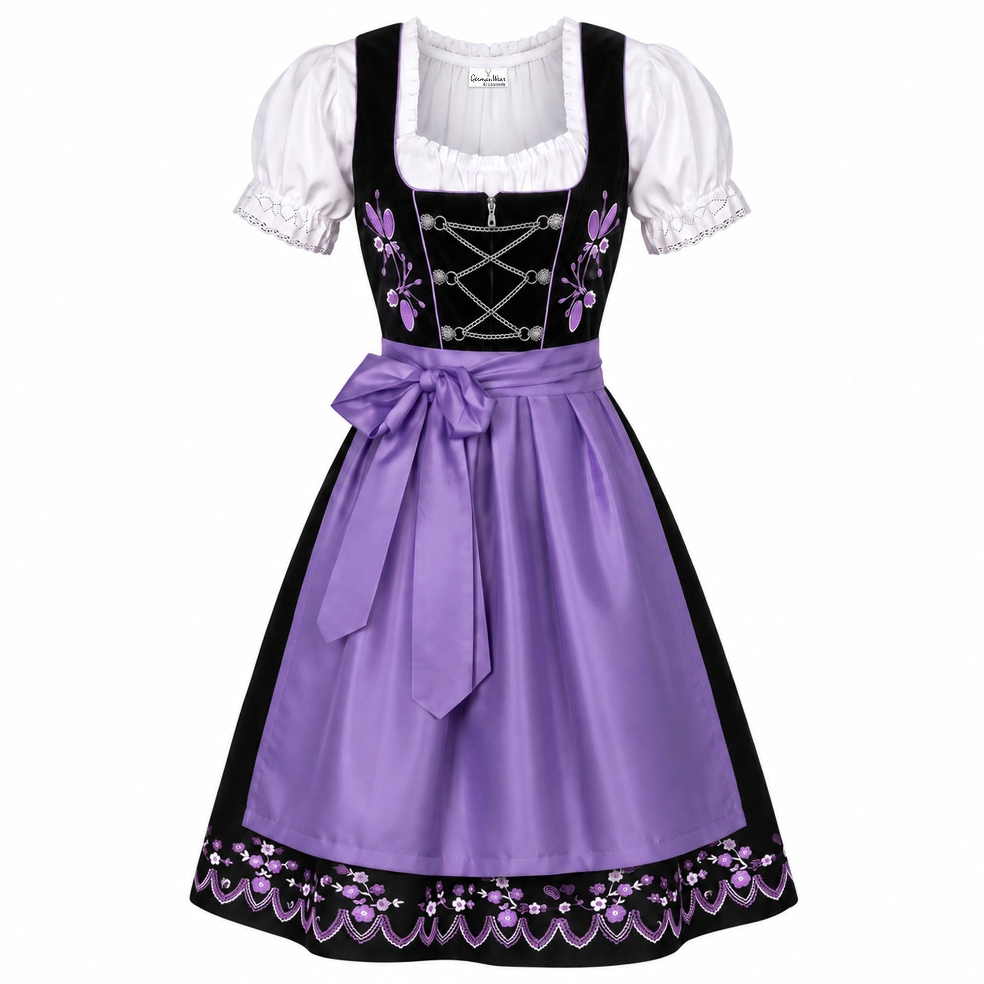 German Wear Dirndl GW1315 3-teiliges Midi Dirndl Dirndel Trachtenkleid – Bild 2 von 5