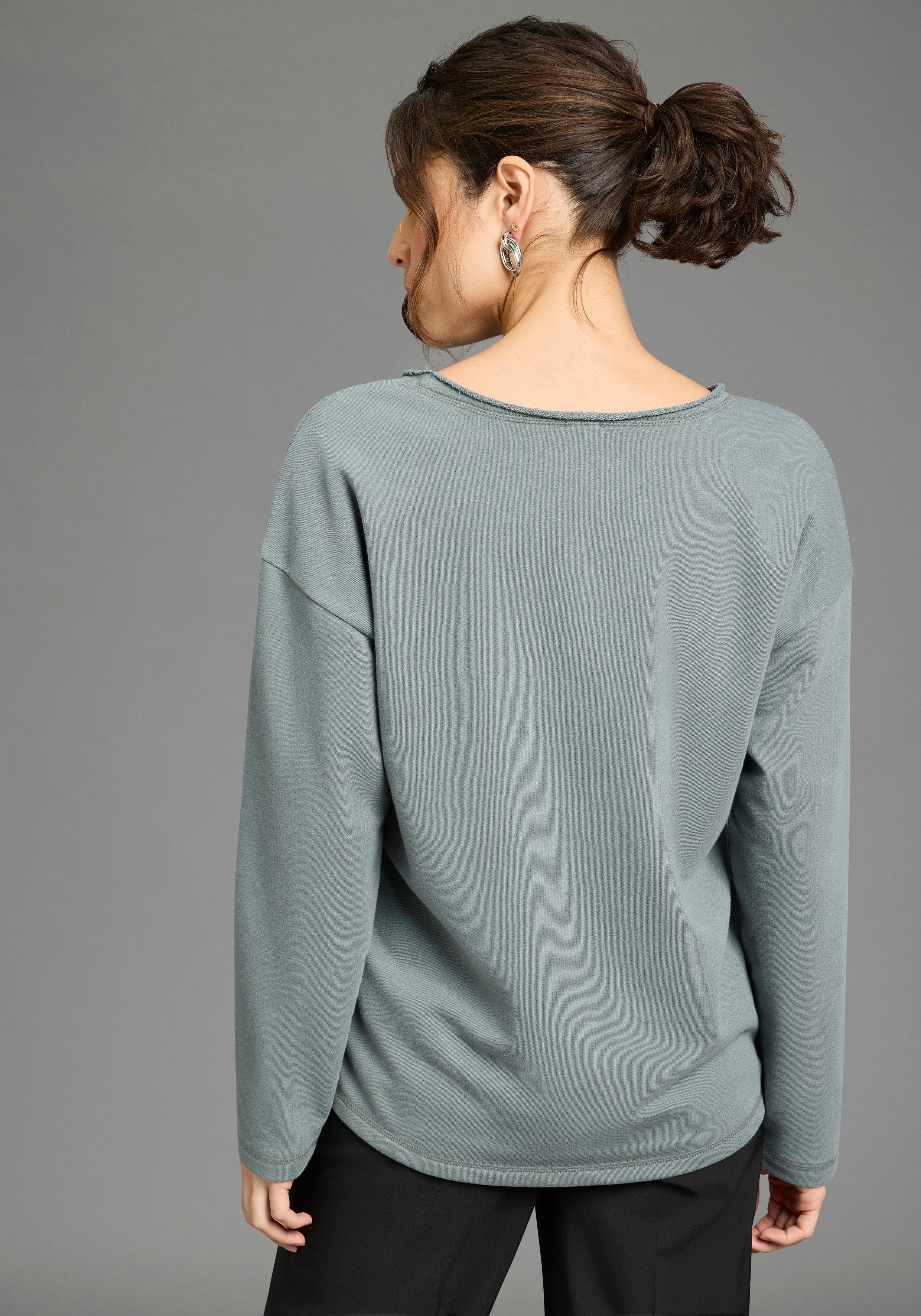 Laura Scott Longsweatshirt mit Fransenkante günstig online kaufen