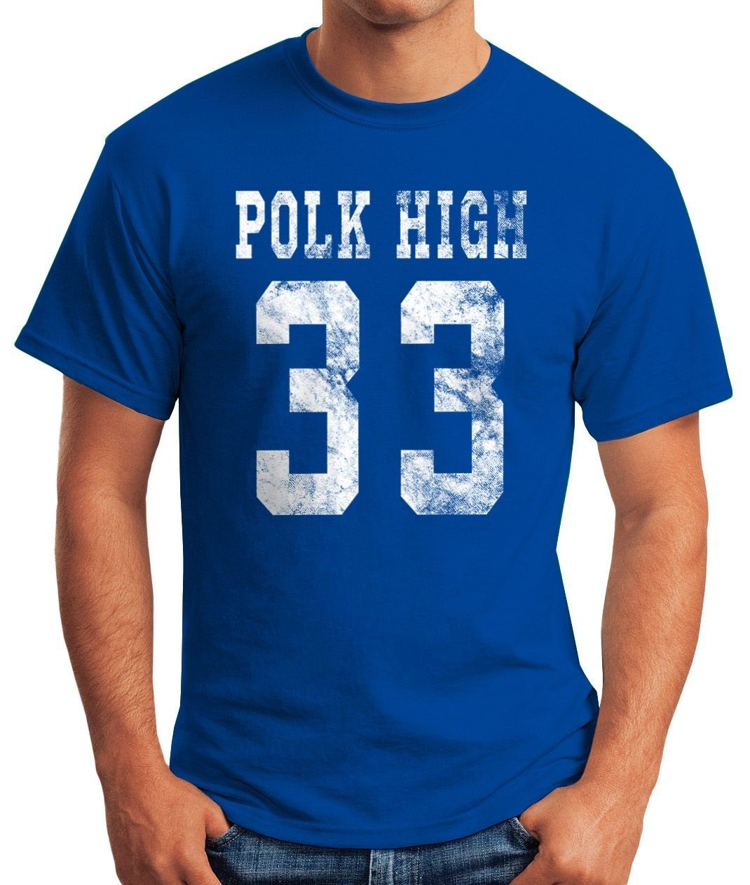 High Polk Moonworks® Print-Shirt lustig T-Shirt mit 90er Print Fasching Football Karneval Trikot MoonWorks Herren Fun-Shirt