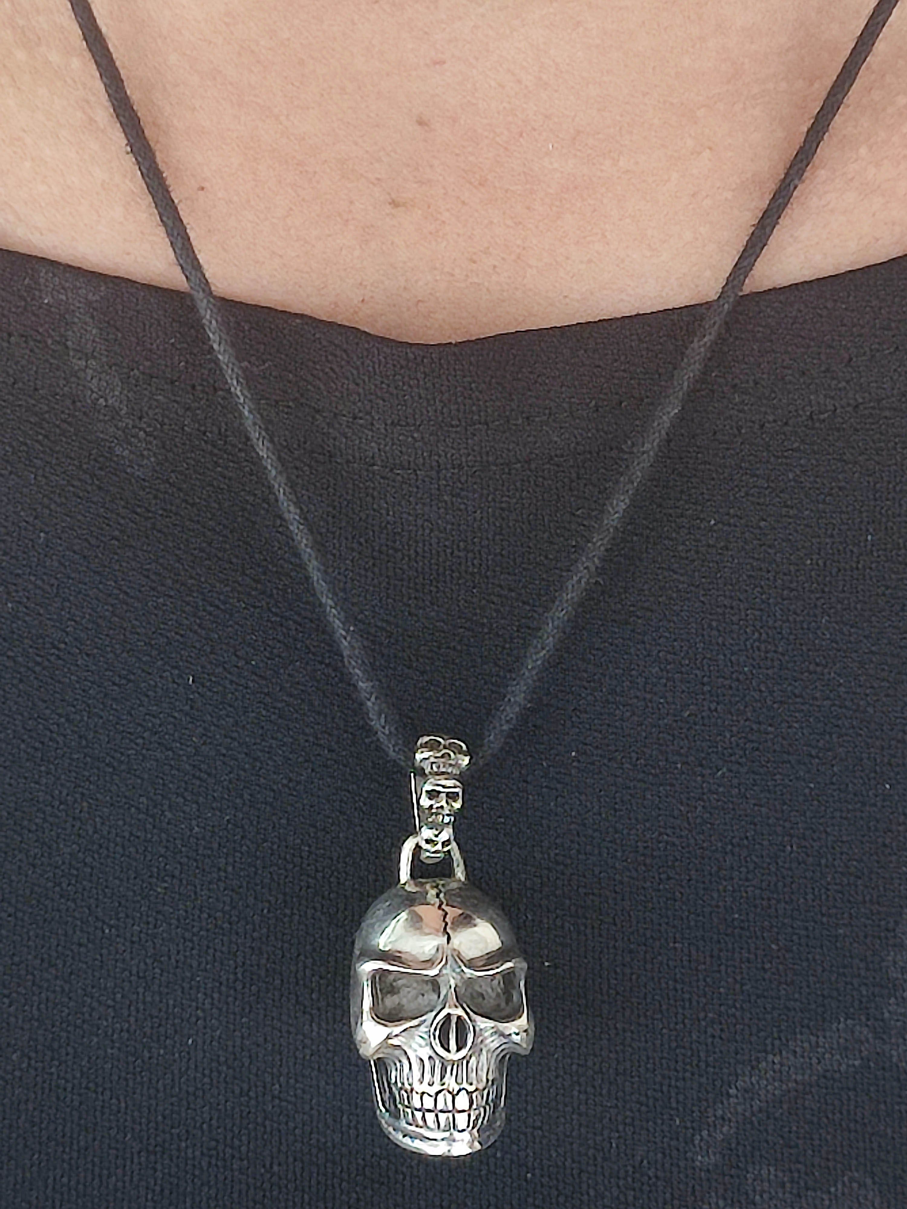 Sterling Anhänger Kettenanhänger Nr. großer Leather Kiss Silber of Schädel 181 Totenkopf 925 Skull