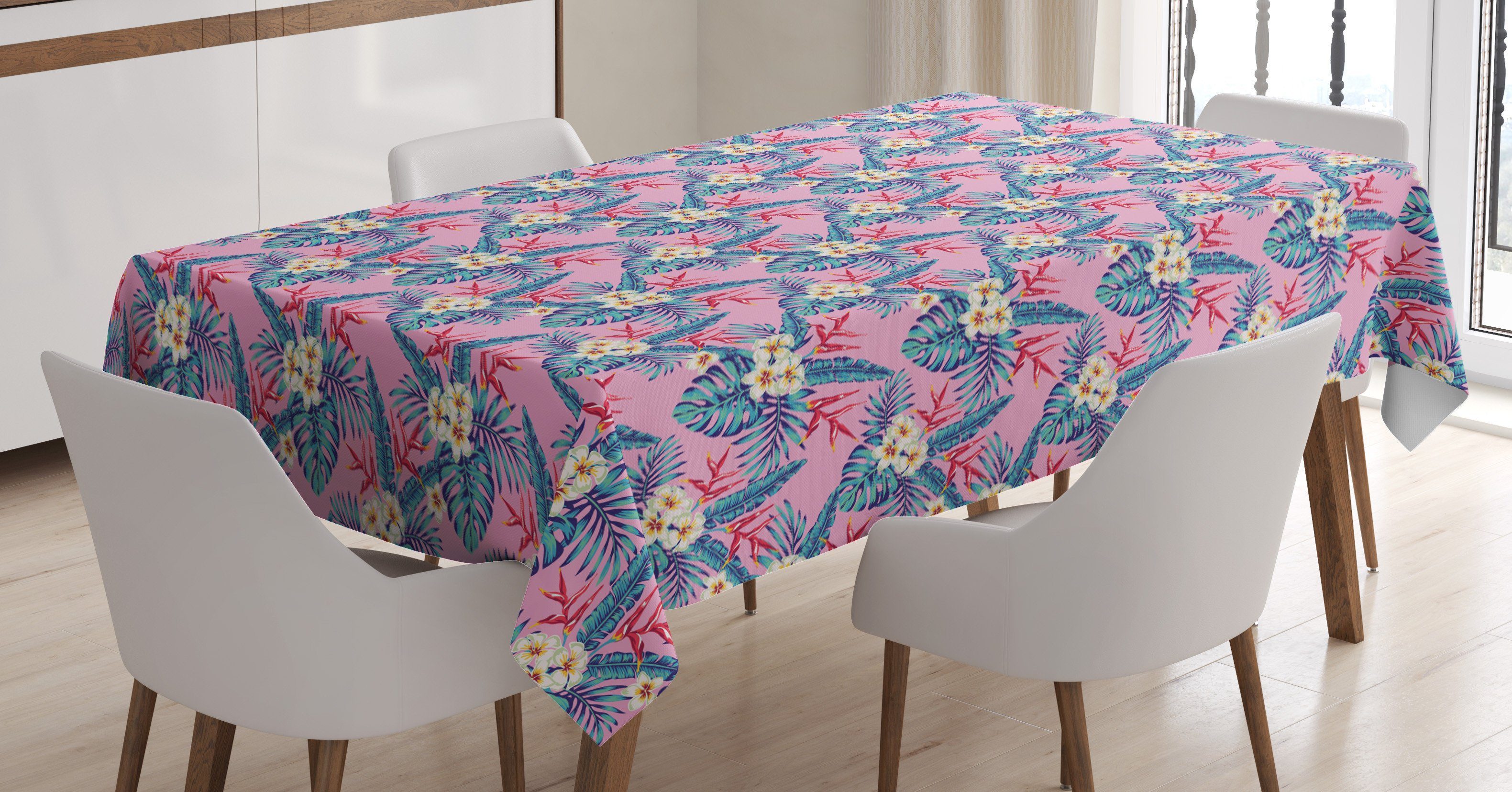 Abakuhaus Waschbar Blumen geeignet Hibiskus Außen Klare den tropische Farben, Abstrakte Bereich Farbfest Tischdecke Für