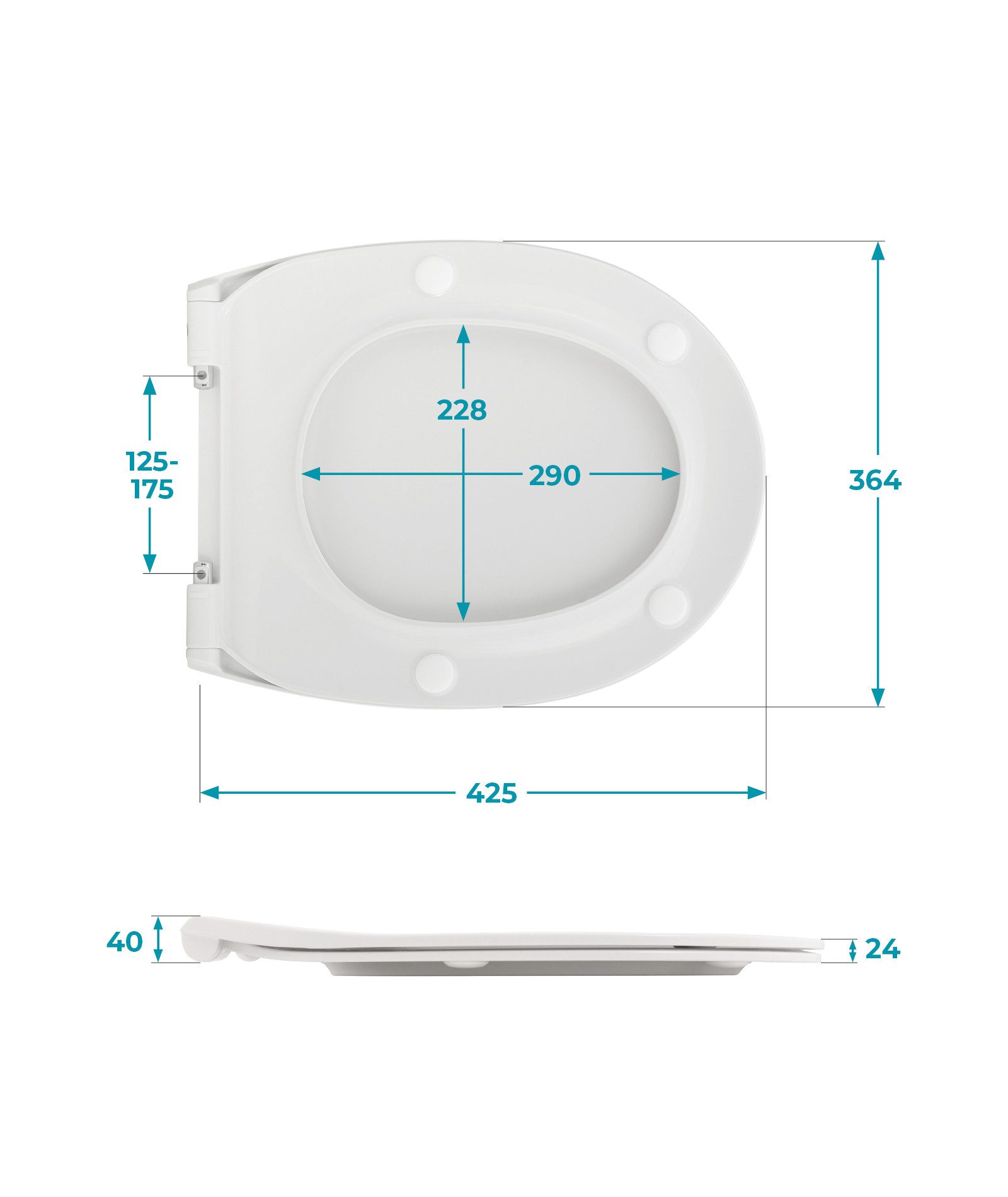 Calmwaters WC-Sitz Extra Flach, Slim, Absenkautomatik, Abnehmbar, Montage von oben, 26LP3163