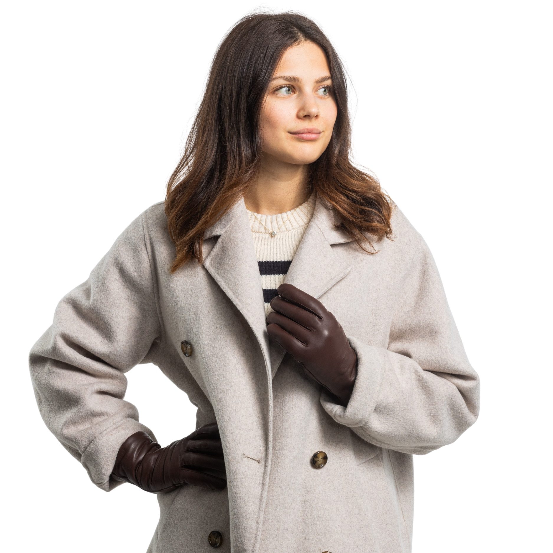 Hand Gewand by Weikert Lederhandschuhe TRAUDL - Lammnappaleder mit Merino-Lammfell Futter - touchscreenfähig