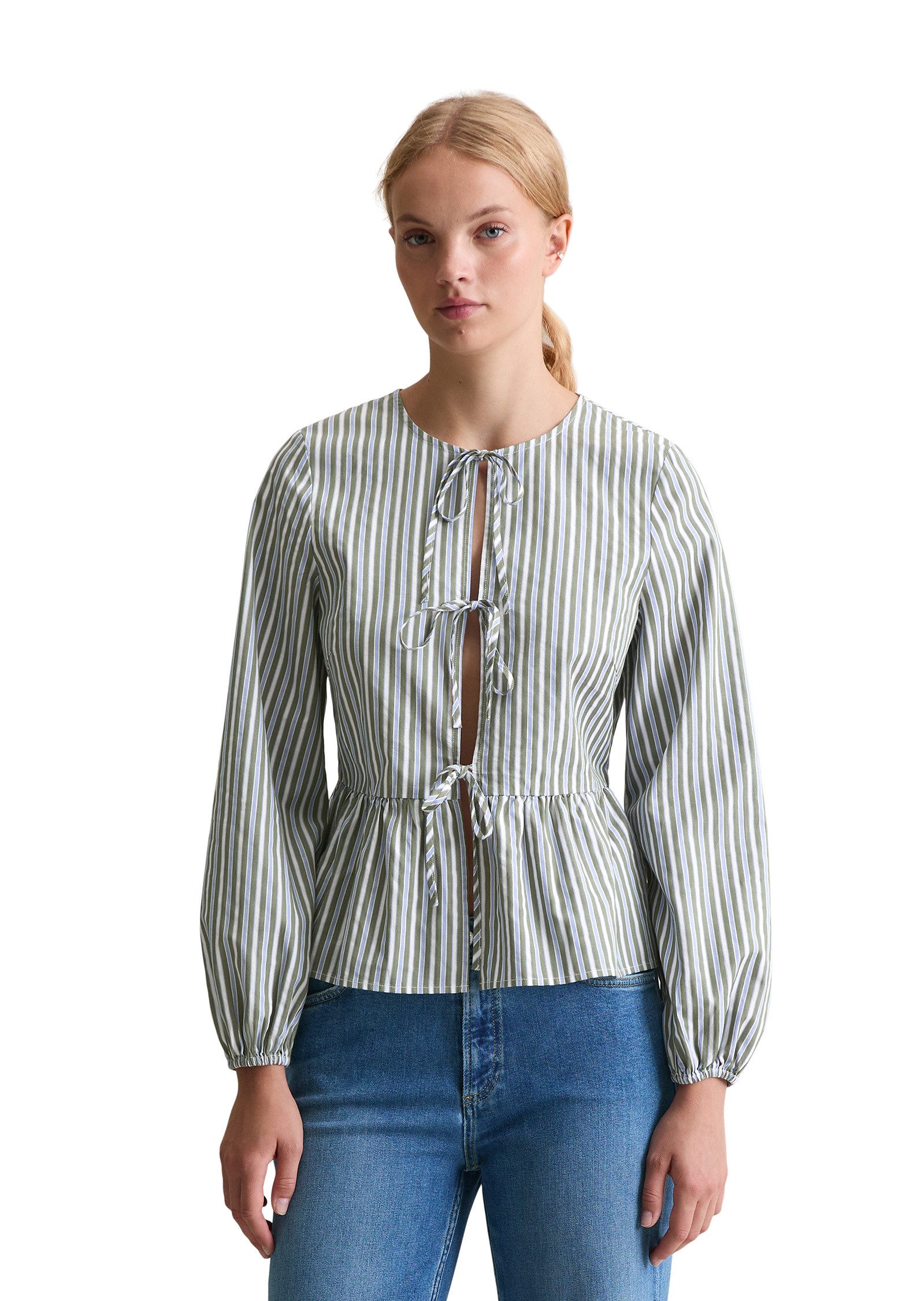 Marc O'Polo DENIM Langarmbluse aus Baumwoll-Dobby günstig online kaufen