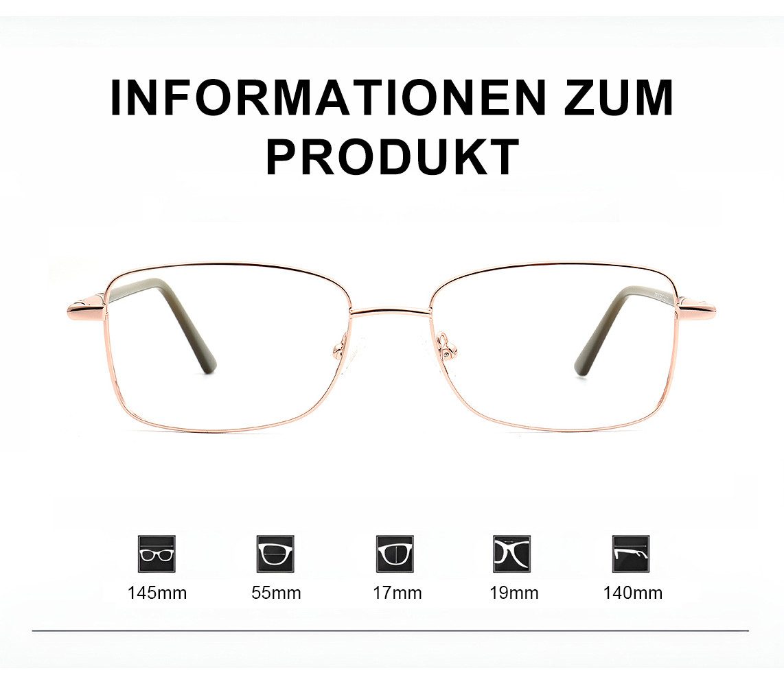 PACIEA Lesebrille Damen Herren Rechteckig Hochwertige Legierung Blaulichtfilter