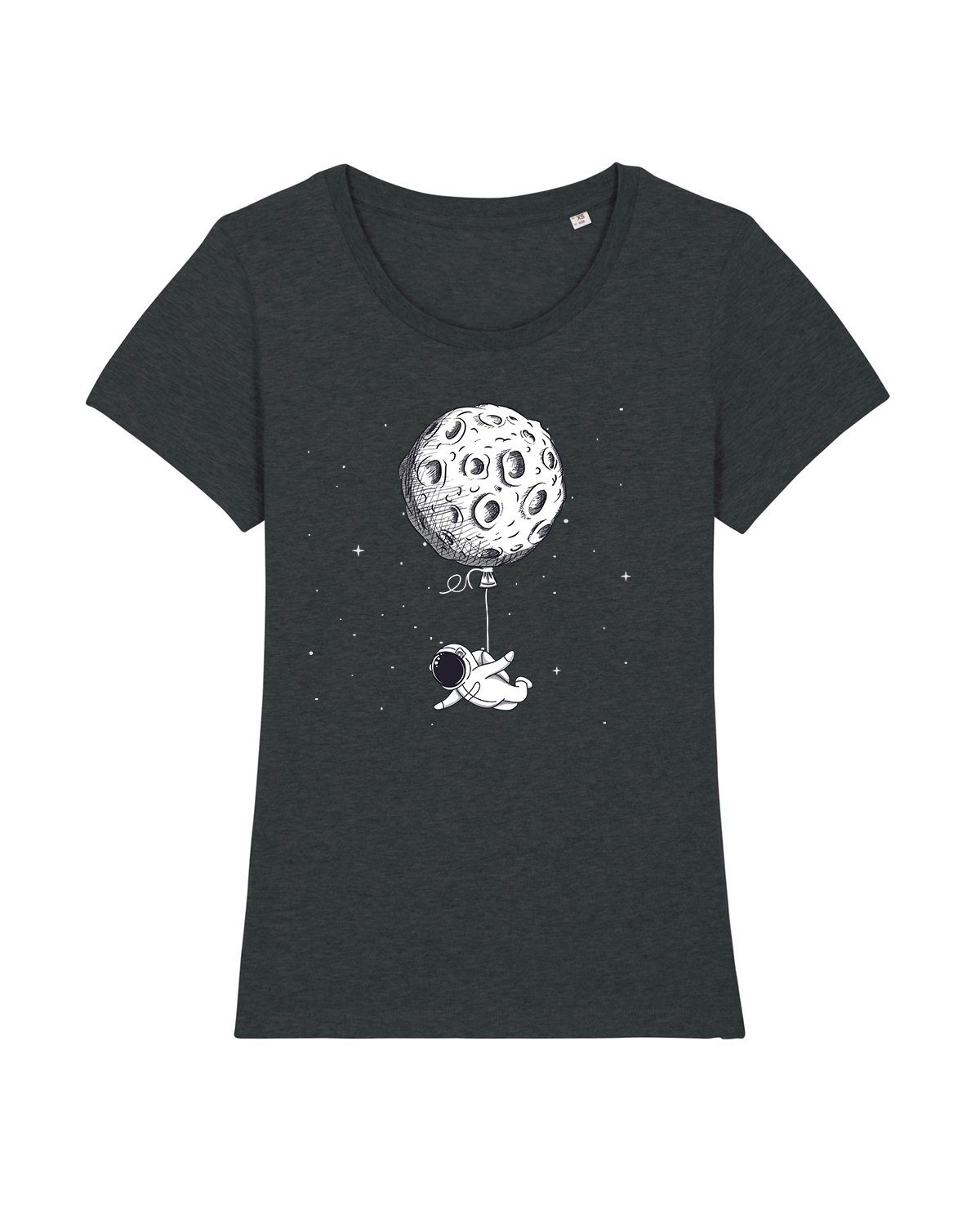 Spaceman Print-Shirt (1-tlg) wat? Funny meliert dunkelgrau Apparel