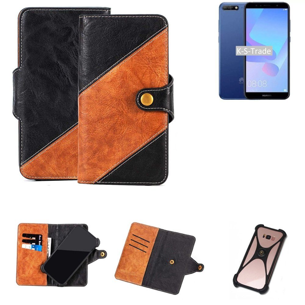 K-S-Trade Handyhülle für Huawei Y6 (2018) Dual-SIM, Handyhülle Schutzhülle  Bookstyle Case Wallet-Case Handy Cover