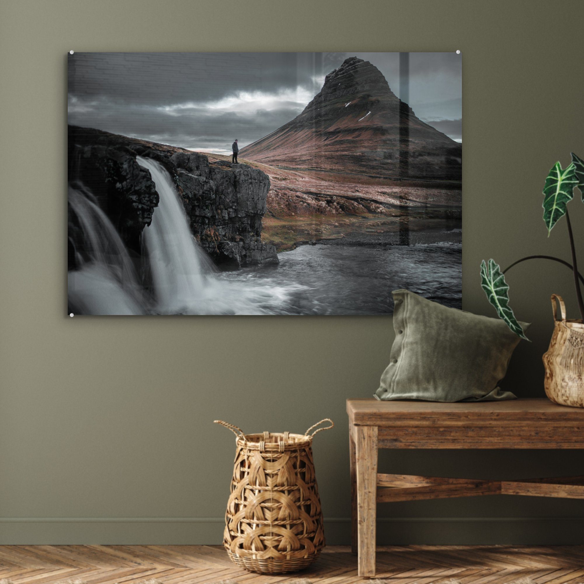 MuchoWow Acrylglasbild Berg, - Wasserfall (1 - Schlafzimmer Island St), Acrylglasbilder Wohnzimmer &