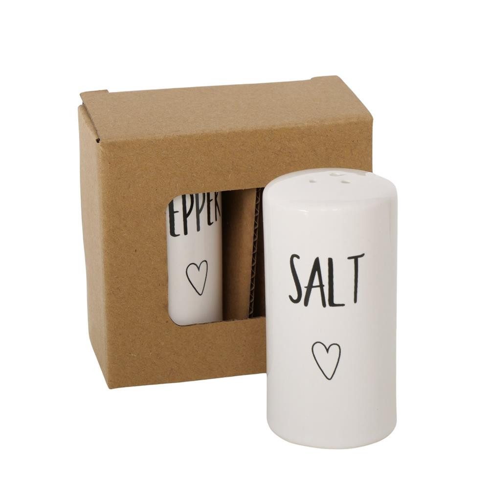 BOLTZE Salz- / Pfefferstreuer Stanton, Weiß Steingut 50 ml, 2er Set