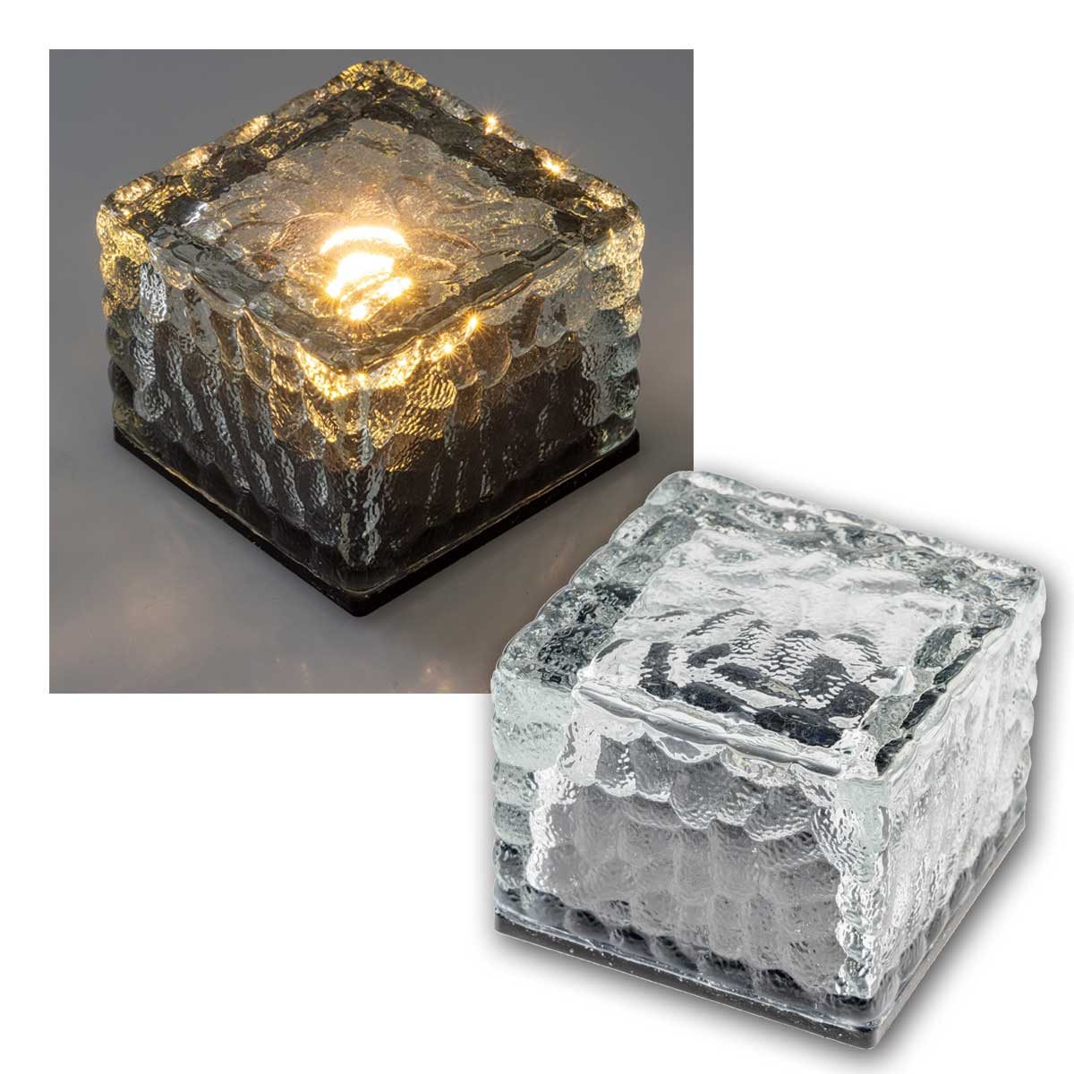ChiliTec LED Solarleuchte Solar Dekosteine warmweiß, IP65, 4er Set, Lichtsen, warmweiß