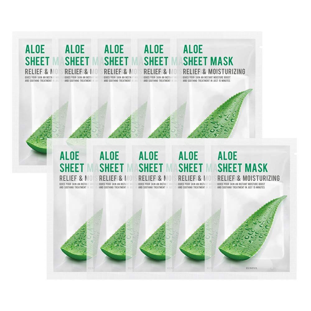 COOL-i ® Tuchmaske, ALOE Gesichtstuchmasken (22 ml x 10 Stück) Hautpflege Feuchtigkeitsspendende, pflegende