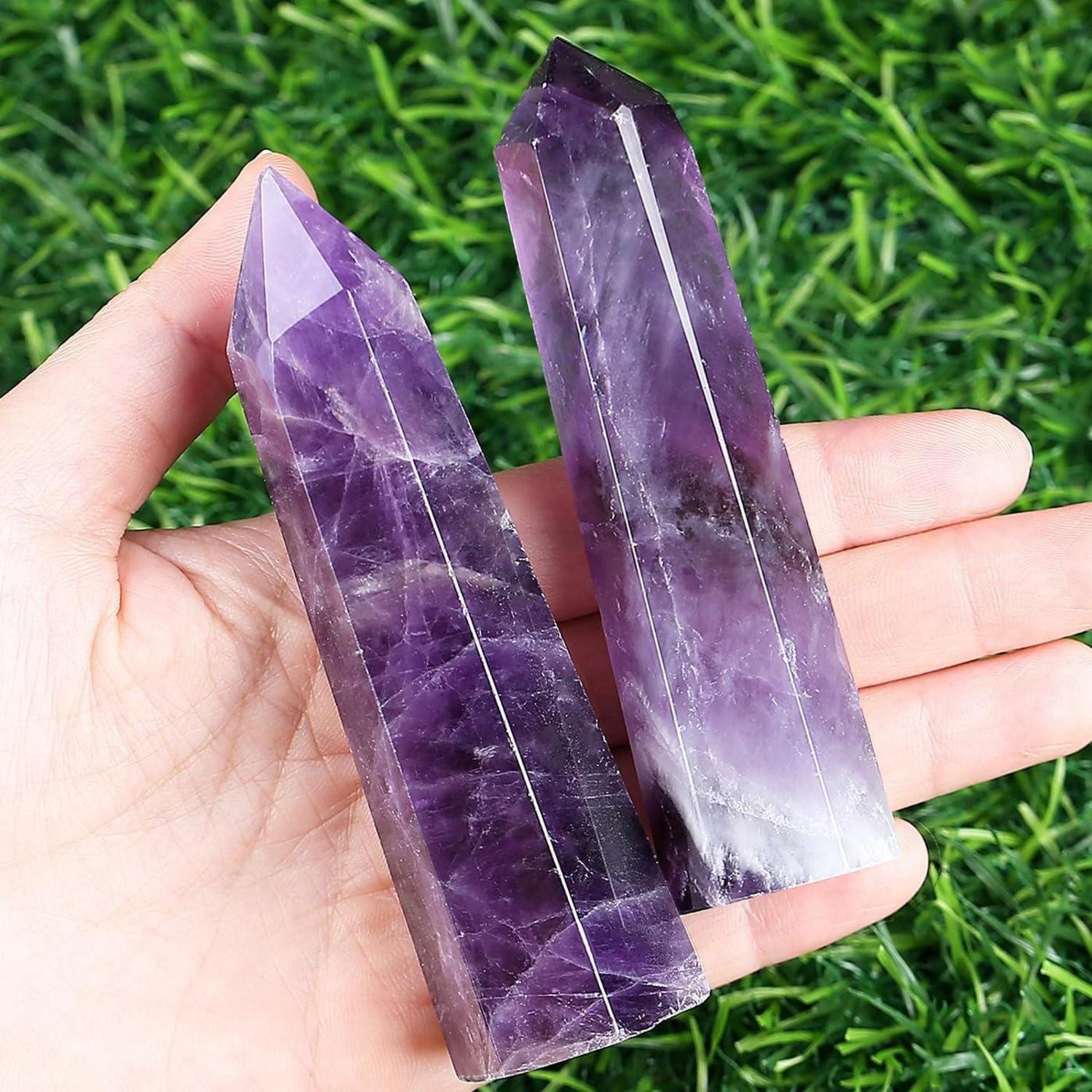 Edelstein Amethyst Kristall Turm 4 Zoll Stab Edelsteine Hexagonal Energie Stein