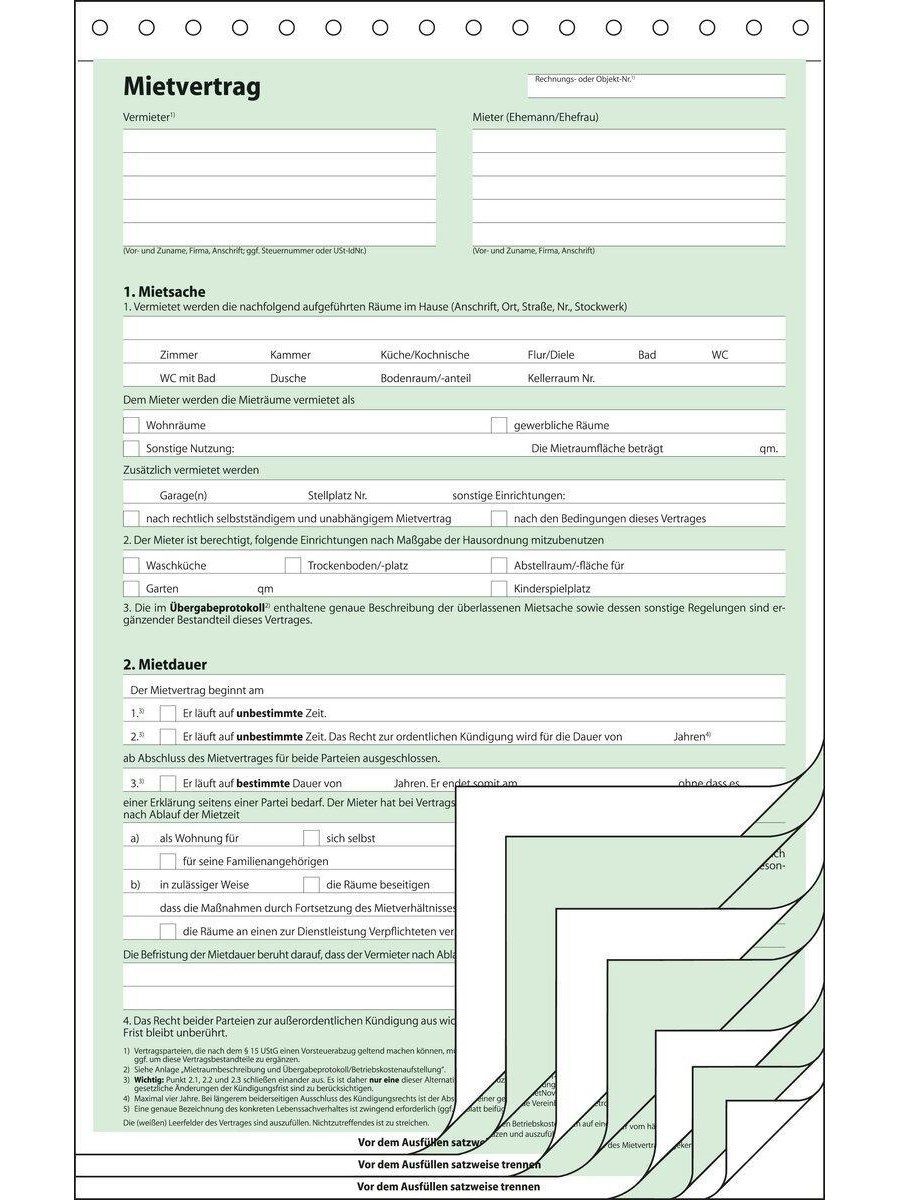 Sigel Formularblock Mietvertrag A4 selbstdurchschreibend mit Übergabeprotokoll, selbstdurchschreibend