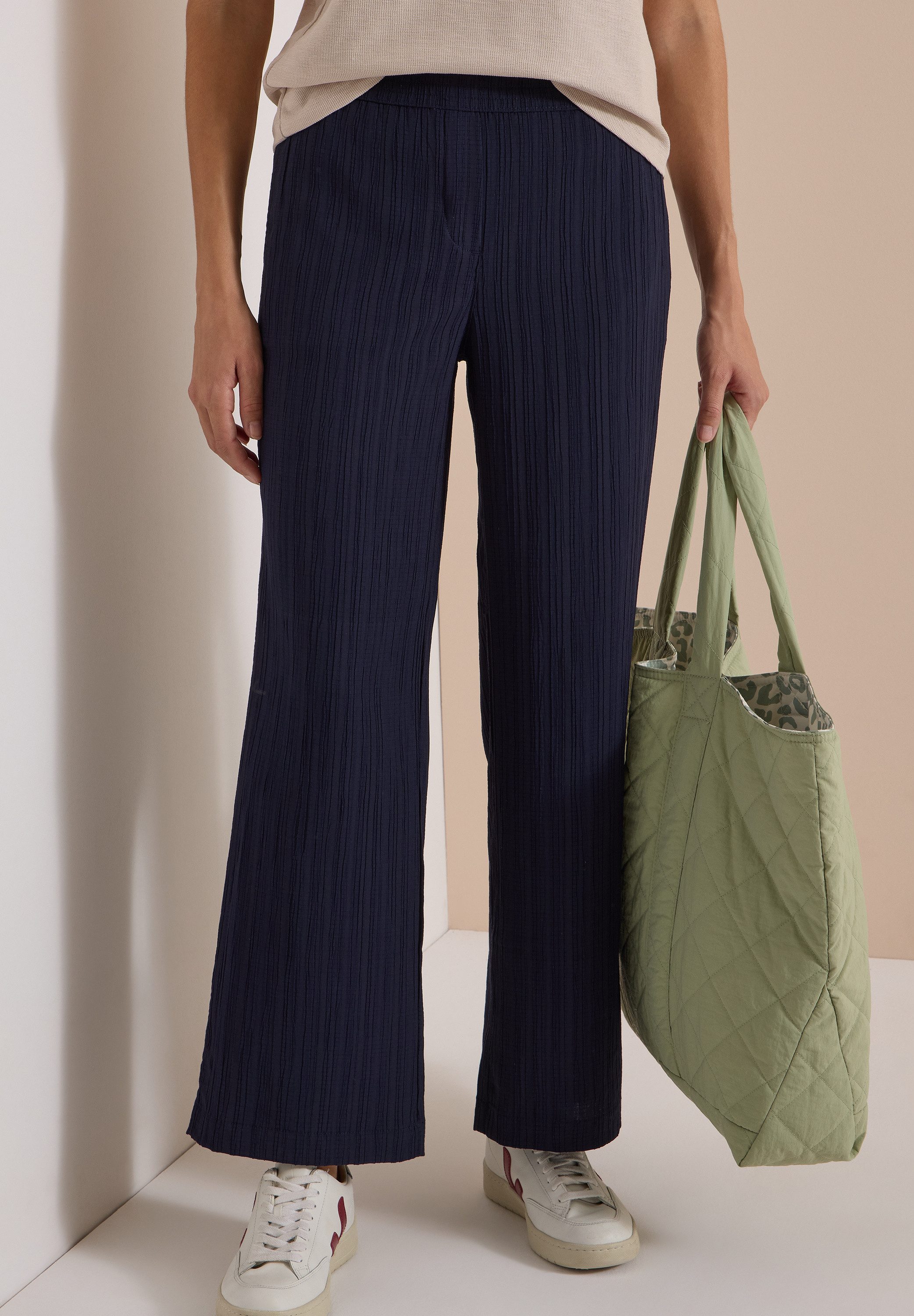 CECIL Stoffhose Style Neele Sommerhose im Loose Fit mit Struktur-Streifen