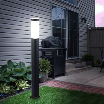 etc-shop LED Außen-Stehlampe, Leuchtmittel inklusive, Warmweiß, Edelstahl Steh Lampe Garten Weg Beleuchtung Außen Stand