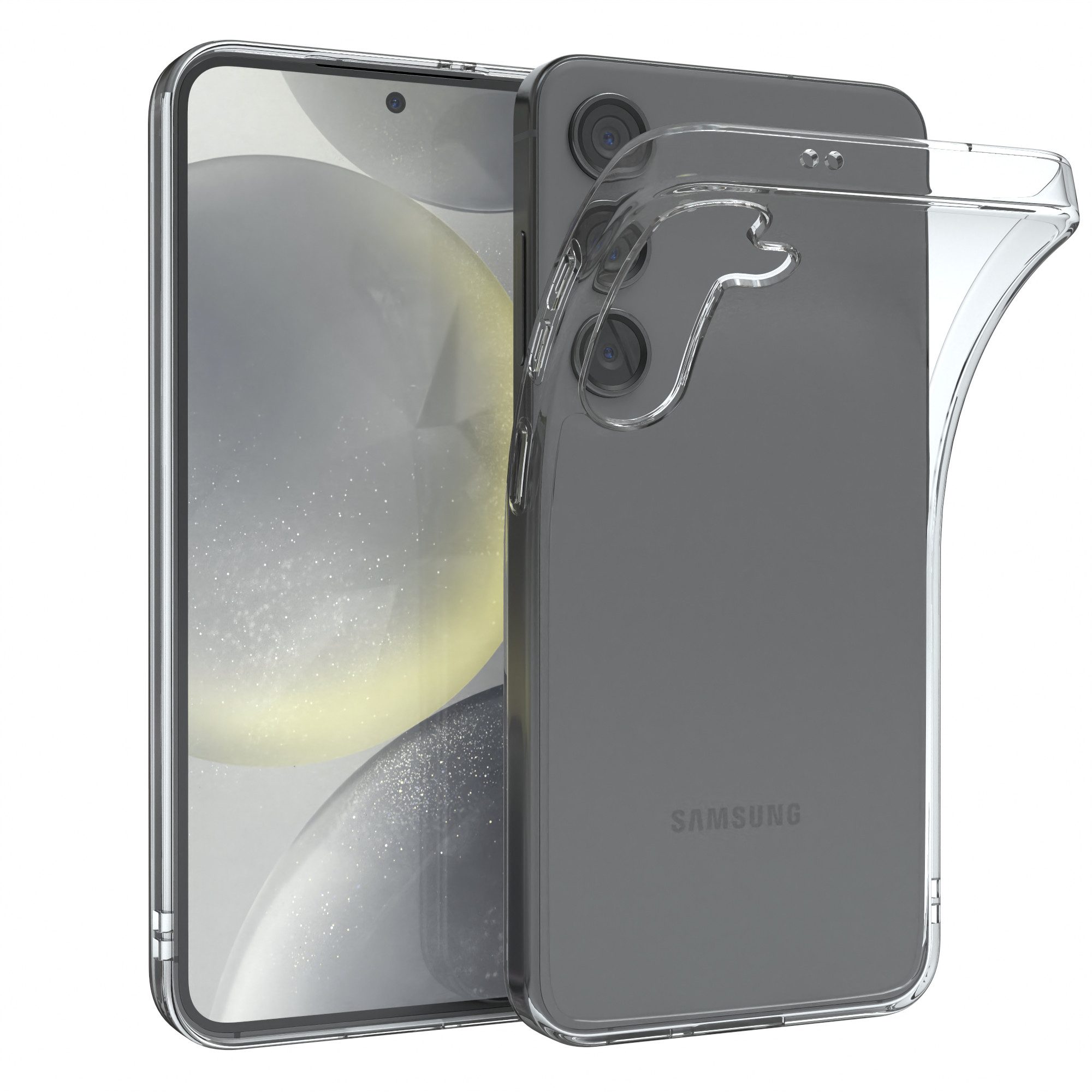 EAZY CASE Handyhülle Samsung Galaxy S24 Slimcover Clear Clear 6,2 Zoll, durchsichtige Hülle Ultra Dünn Silikon Backcover TPU Telefonhülle Klar