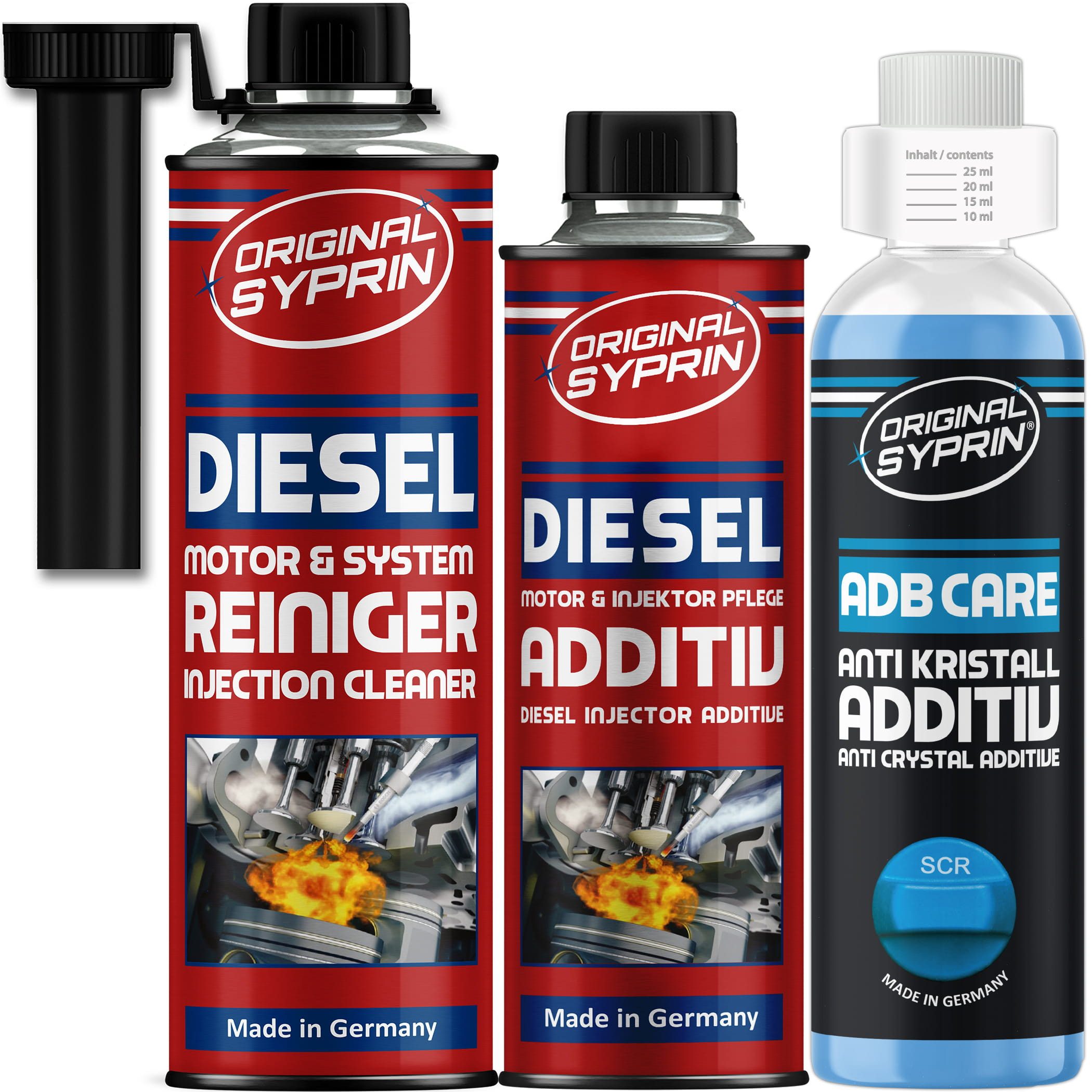 Original Syprin Diesel-Additiv Diesel Systemreiniger Set mit Diesel Additiv & AdBlue Additiv, 1 l, (3-St)