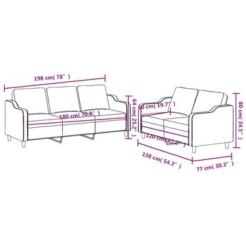 vidaXL Sofa 2-tlg. Sofagarnitur mit Kissen Creme Stoff