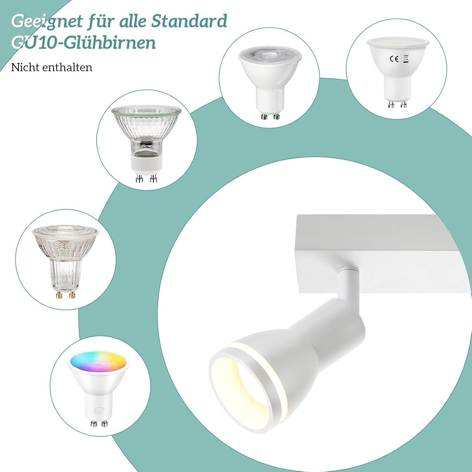 ZMH Deckenstrahler 2 Flammig Wandstrahler GU10 Schwenkbar 355° für Büro Woh günstig online kaufen