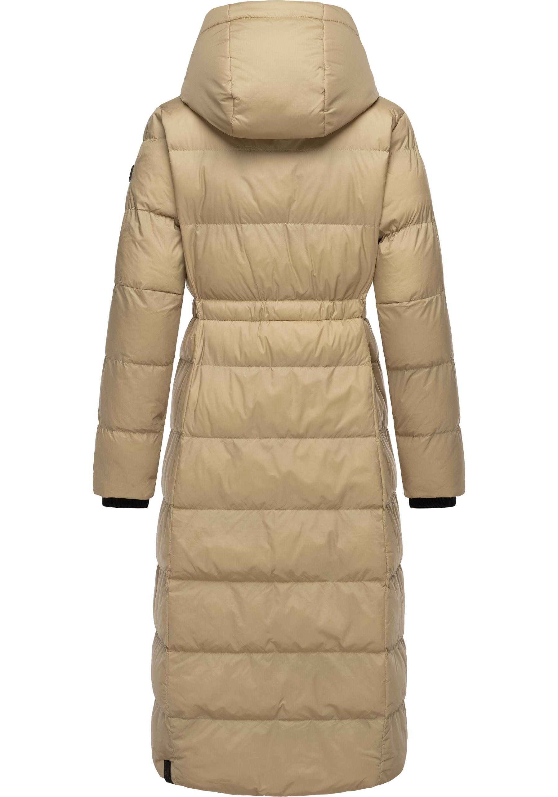 Ragwear Steppmantel Niara Long Gesteppter langer Damen Mantel mit Bindeband