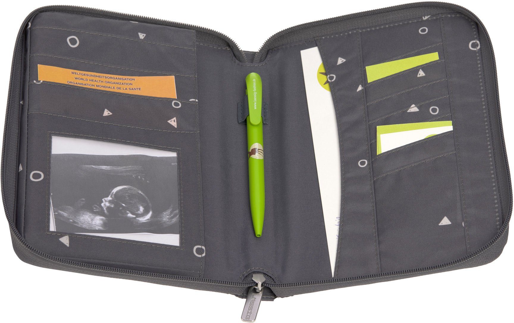 LÄSSIG Mutterpass-Hülle Casual, Document Pouch, Universe Anthracite, mit Reißverschluss; PETA-approved vegan