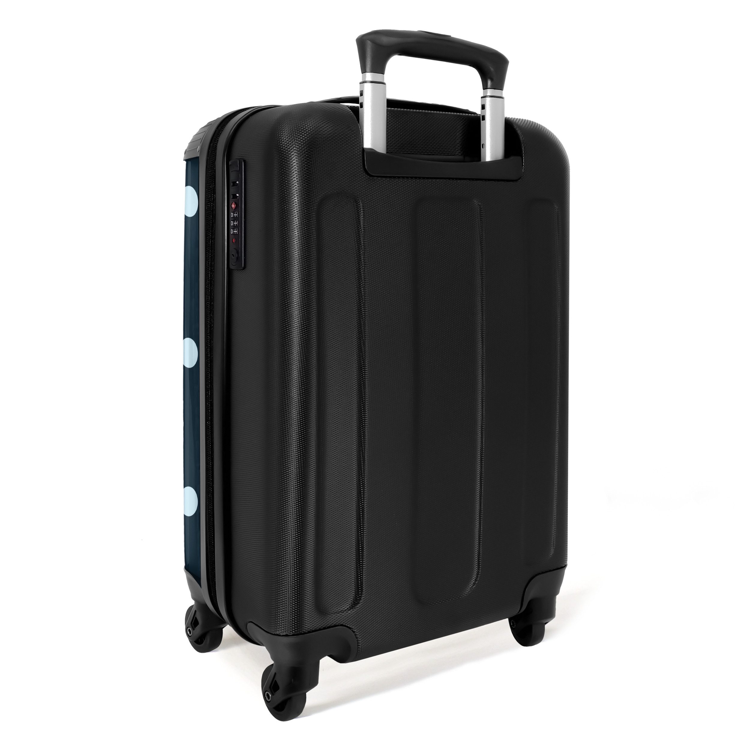 NoBoringSuitcases.com© Hartschalen-Trolley Blaues Tupfenmuster 55x35x20cm, 4 Rollen, Reisetasche mit Rollen, Koffer Handgepäck Flugzeug