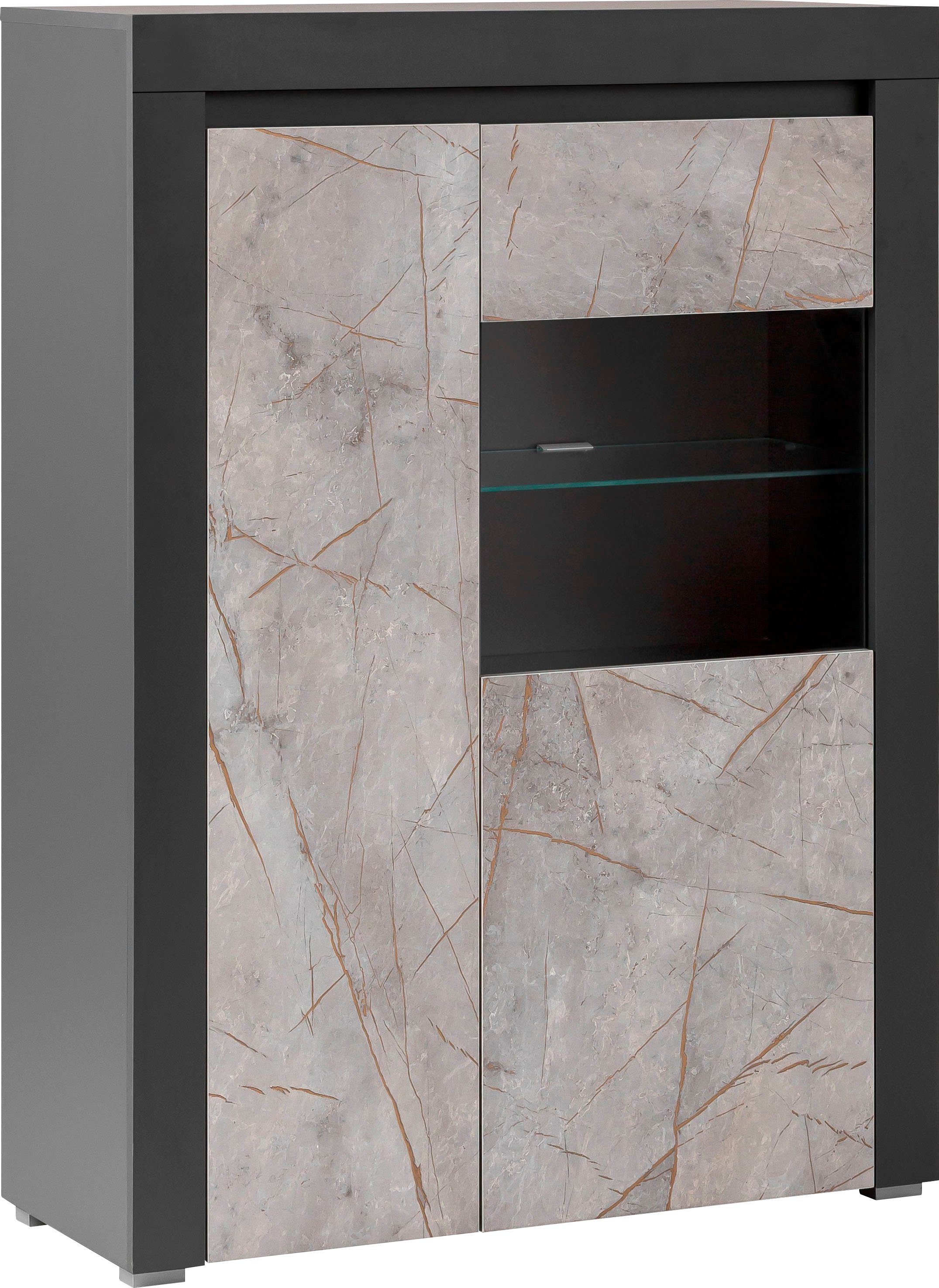 Vitrine Marble affaire Stone cm Marmor-Optik Home einem edlen Dekor, 95 mit Breite