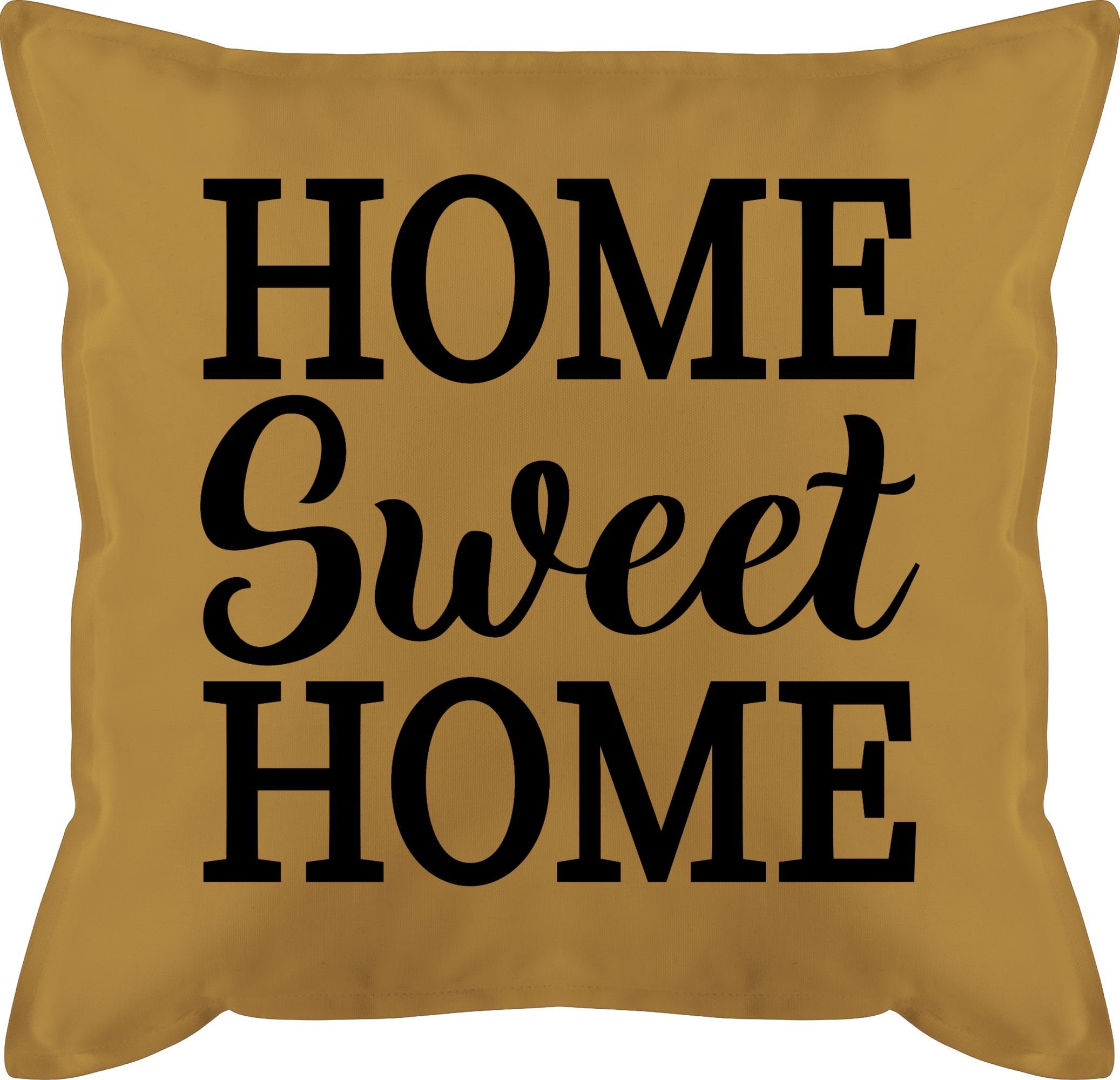 Shirtracer Dekokissen Home Sweet Home- schwarz, Statement 3 Gelb