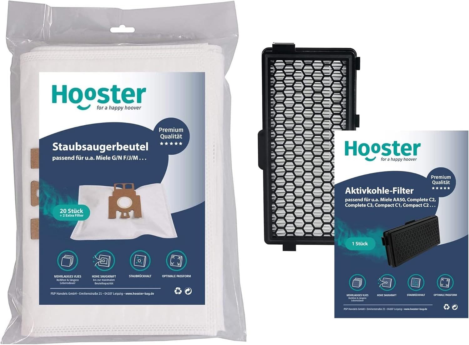 Hooster Staubsaugerbeutel 20 Stück für Miele Complete C3 / C2 + HEPA Filter, kompatibel mit Miele SF-AA 50 Air Clean