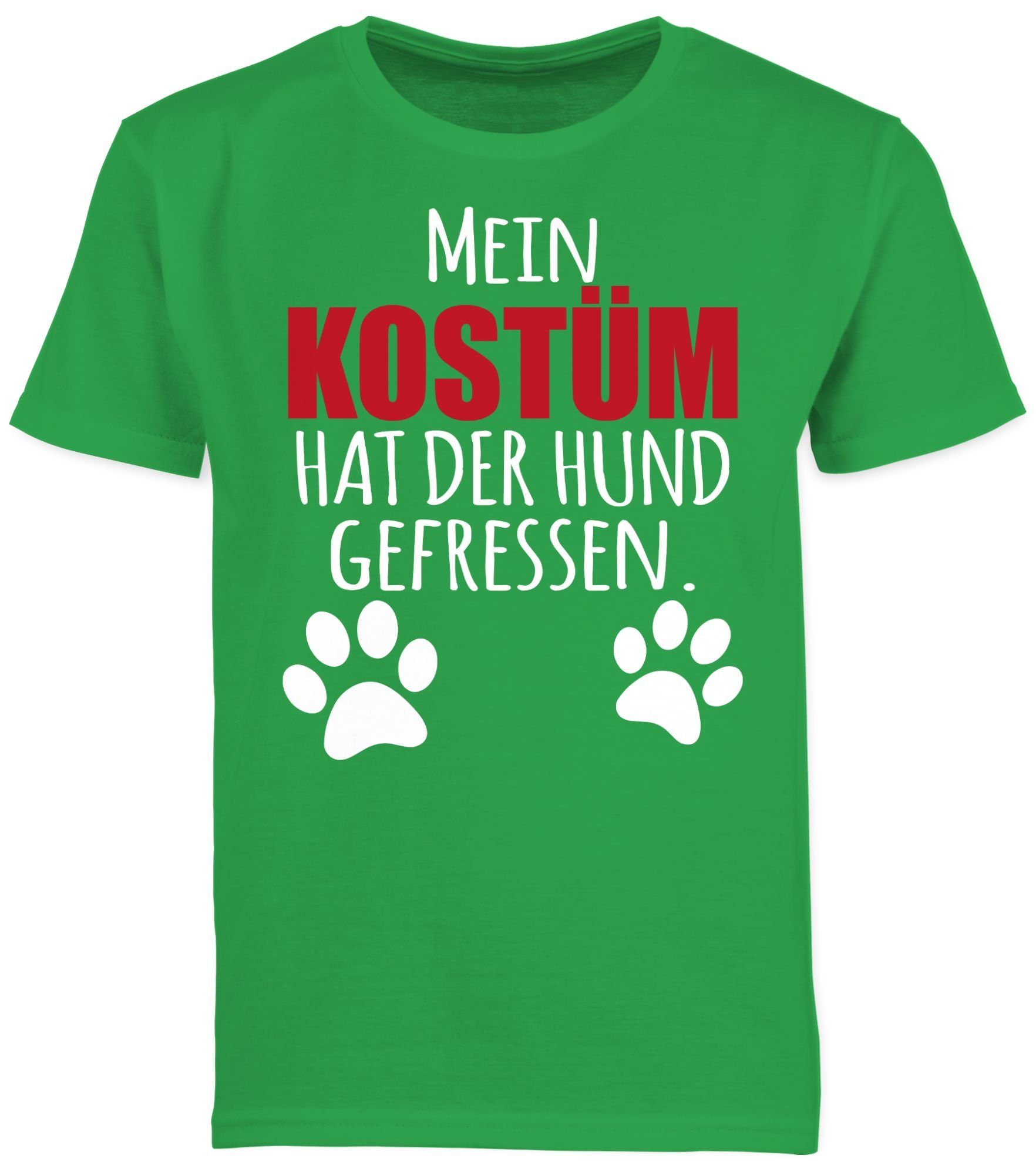 Shirtracer T-Shirt Mein Kostüm hat Hundekostüm & - gefressen Fasching Grün Dog 2 Faschingskostüme der Hund Karneval