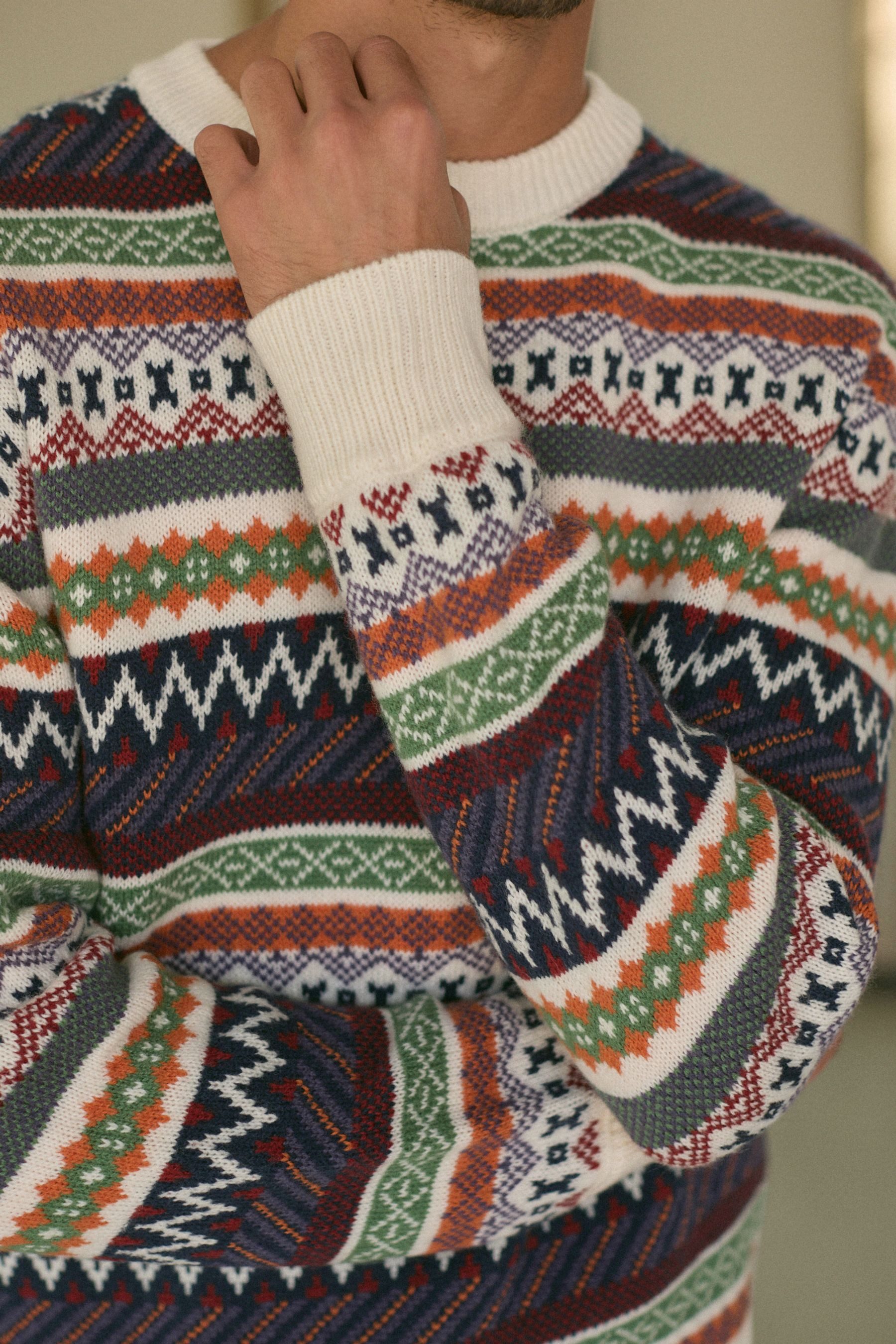 Next Norwegerpullover Regular Fit Rundhalspullover mit Wolle Fairisle (1-tlg)