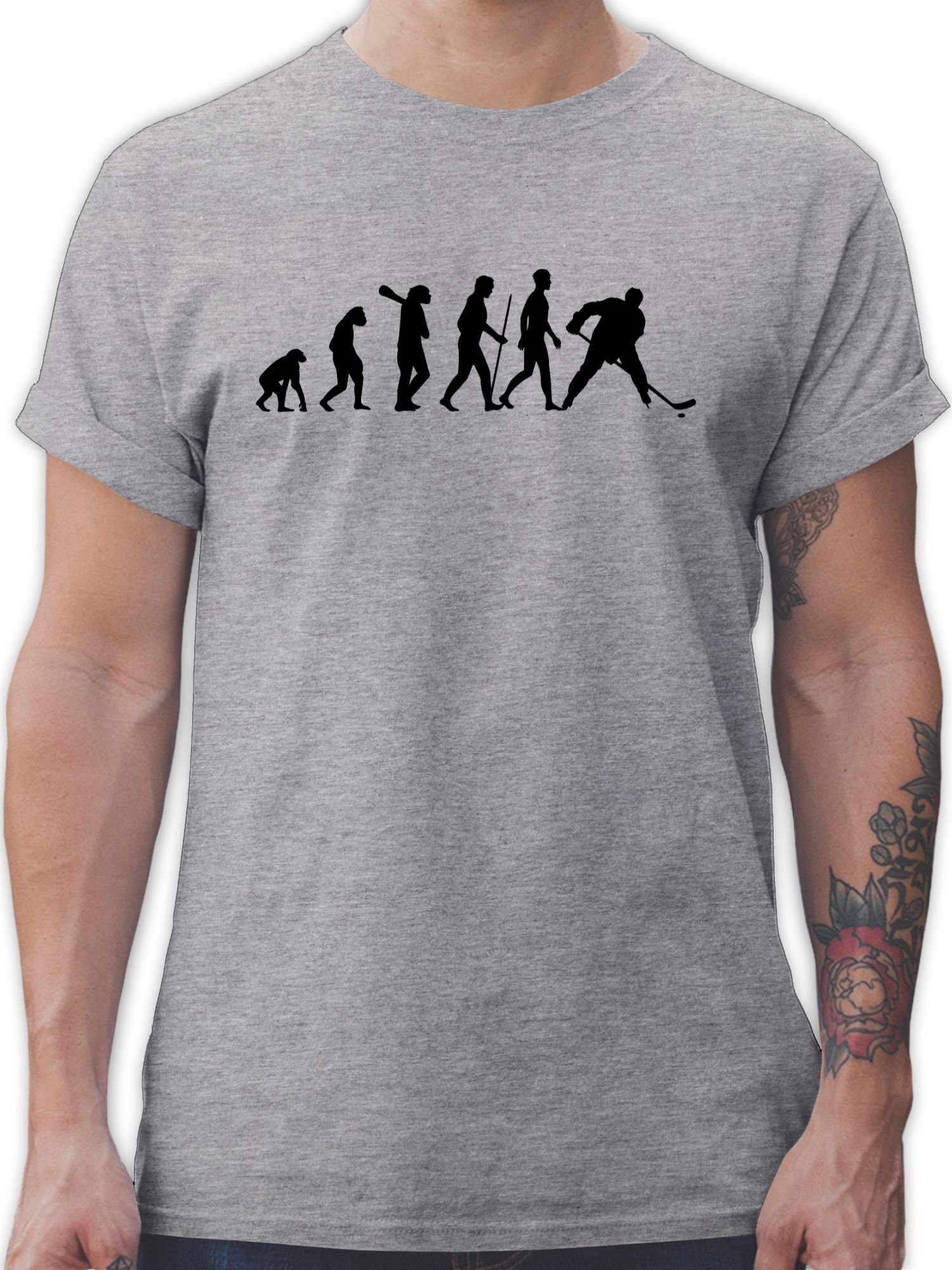 Outfit T-Shirt Grau 2 Shirtracer Eishockey meliert Evolution Evolution