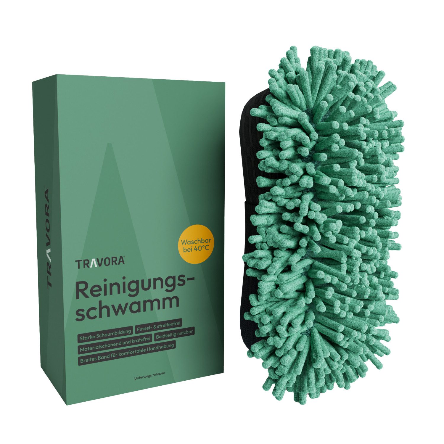 TRAVORA Reinigungs-Set Großer Autoschwamm 3er Set Mikrofasertücher für schonende Reinigung