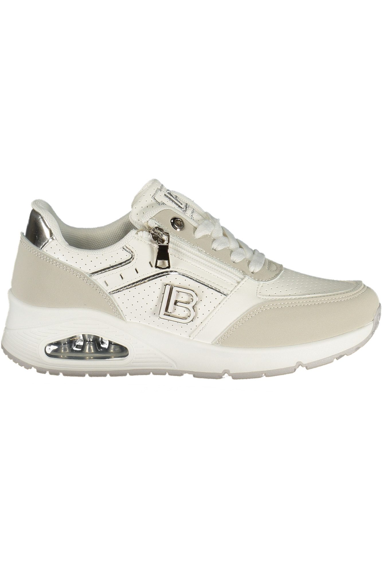 Laura Biagiotti Sneaker Weißer Damensneaker mit Reißverschluss & grauen