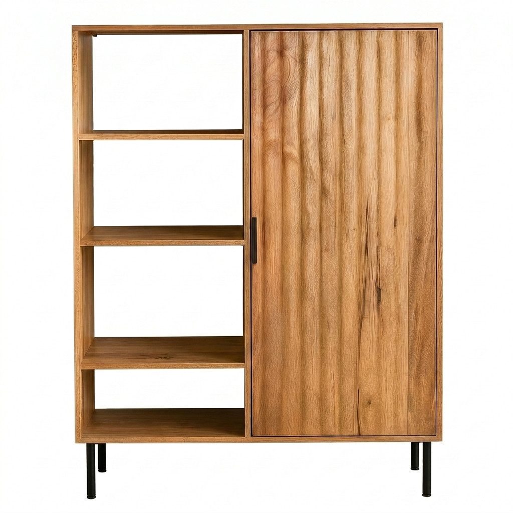 WOLF MÖBEL Sideboard (100 x 40 x 130), CURVE Highboard mit 1 Tür / 4 Ablagen