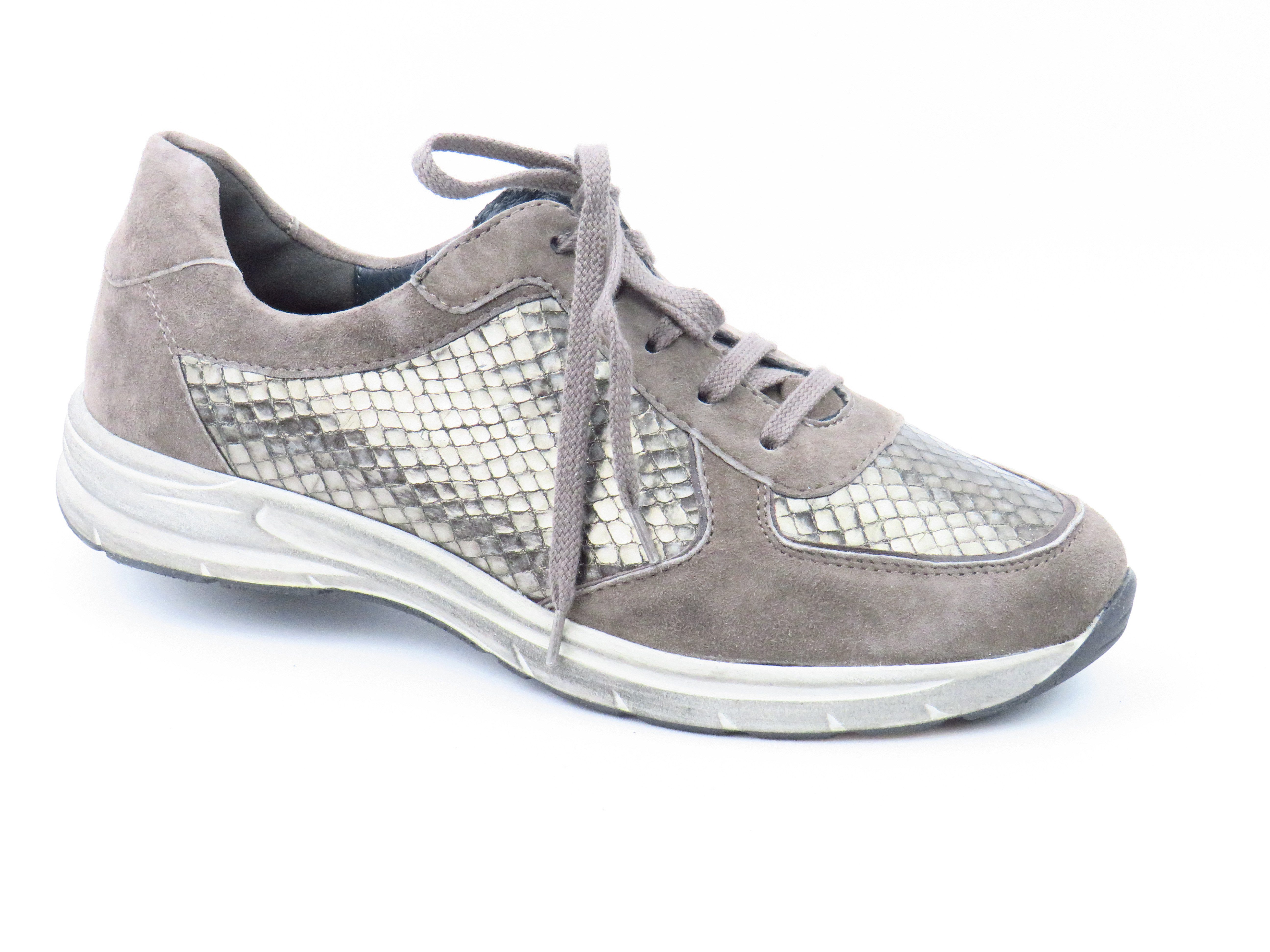 Metall-Velour panna Schnürschuh