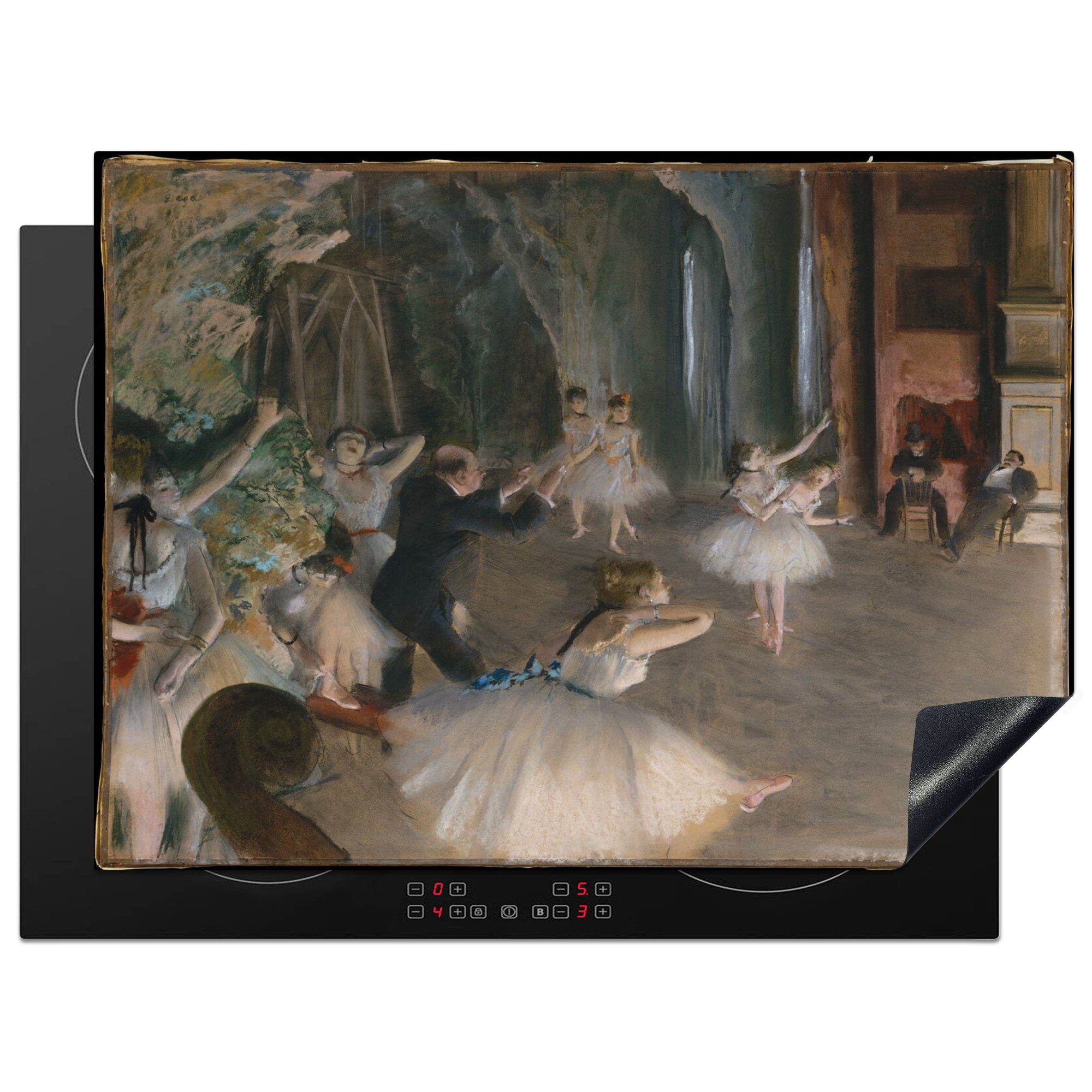 MuchoWow Herdblende-/Abdeckplatte Die Probe des Balletts auf der Bühne - Gemälde von Edgar Degas, Vinyl, (1 tlg), 71x52 cm, Induktionskochfeld Schutz für die küche, Ceranfeldabdeckung