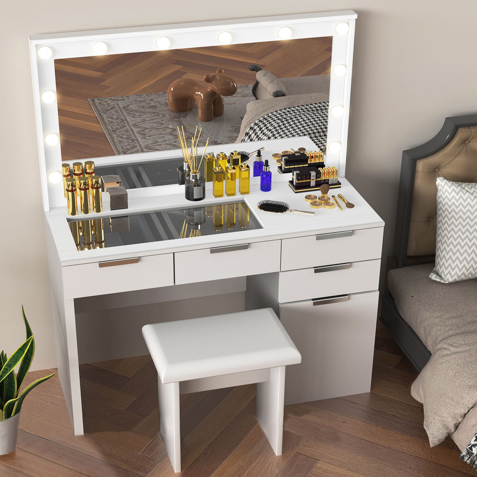 oyajia Schminktisch LED Schminktisch-Set mit Stuhl, günstig online kaufen