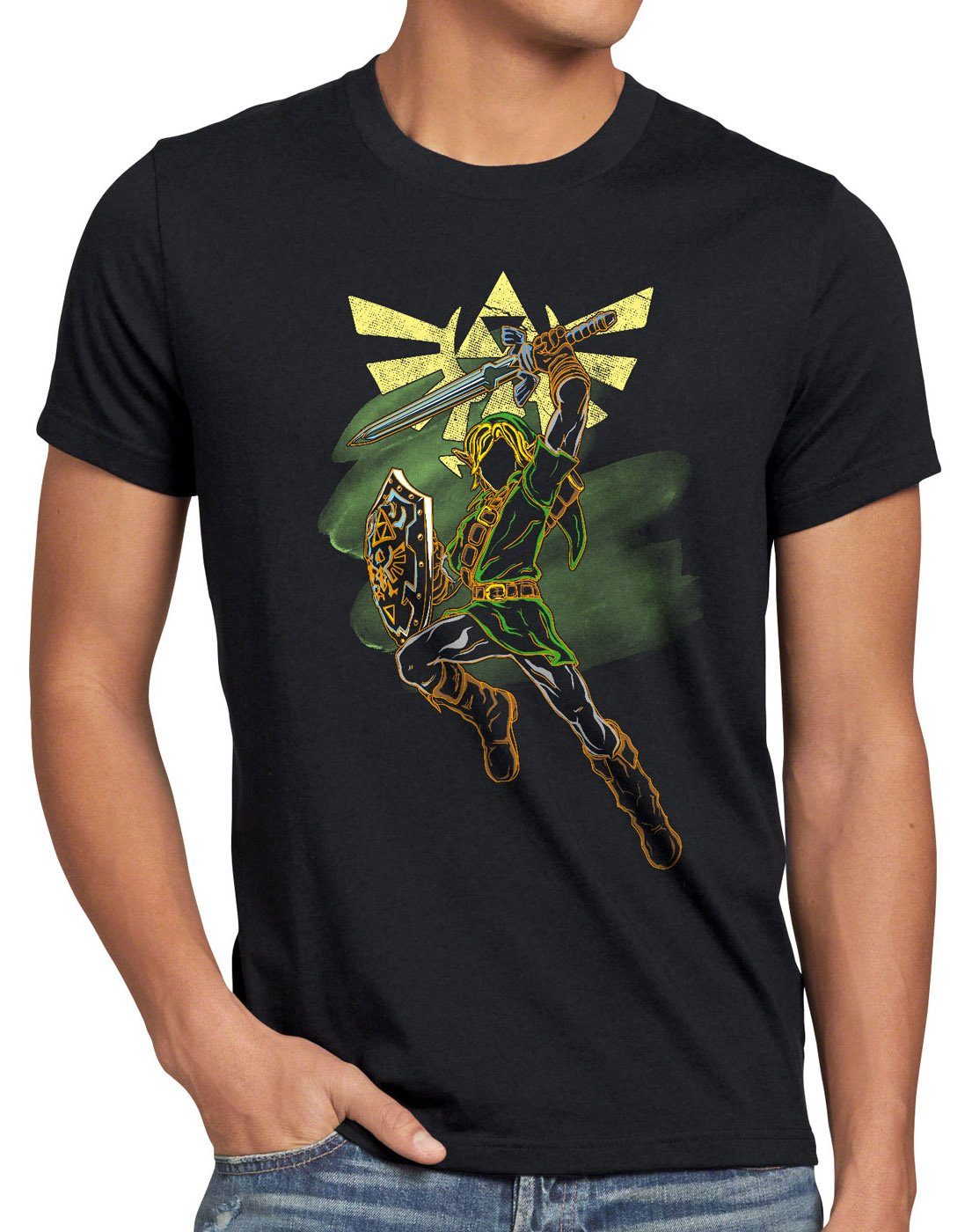 Herren T-Shirt breath konsole style3 switch boy gamer wild game zelda Link Adventure Print-Shirt