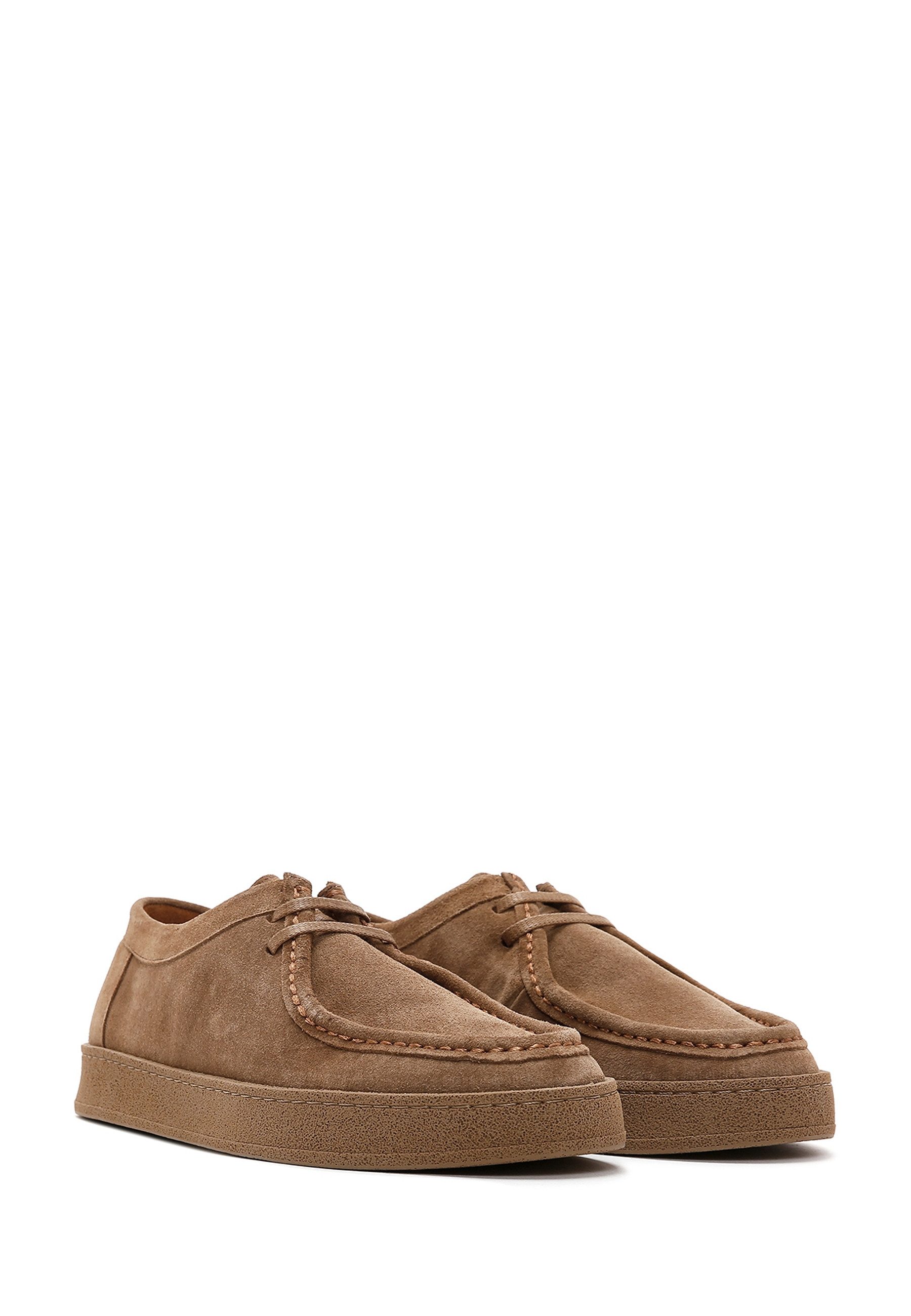 Derimod Lässige Schuhe aus Veloursleder Schnürschuh Wildleder, Lederfutter, EVA-Sohle, Schnürung, Moc-Toe