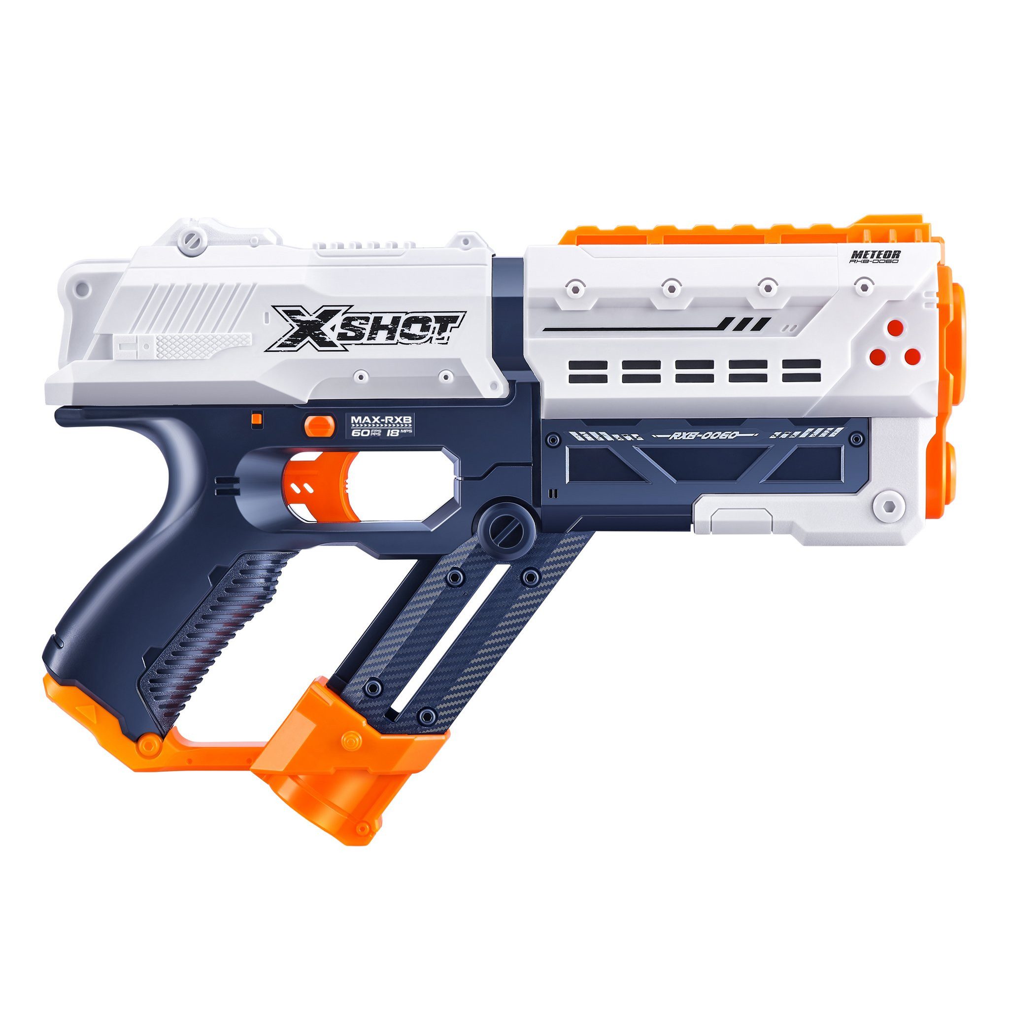 ZURU Blaster Kugelblaster Chaos Meteor - 12 Kugeln zielt 18m, Schlanke Sci-Fi Pistole mit eingebautem Magazin, Nerf Rival kompatibel