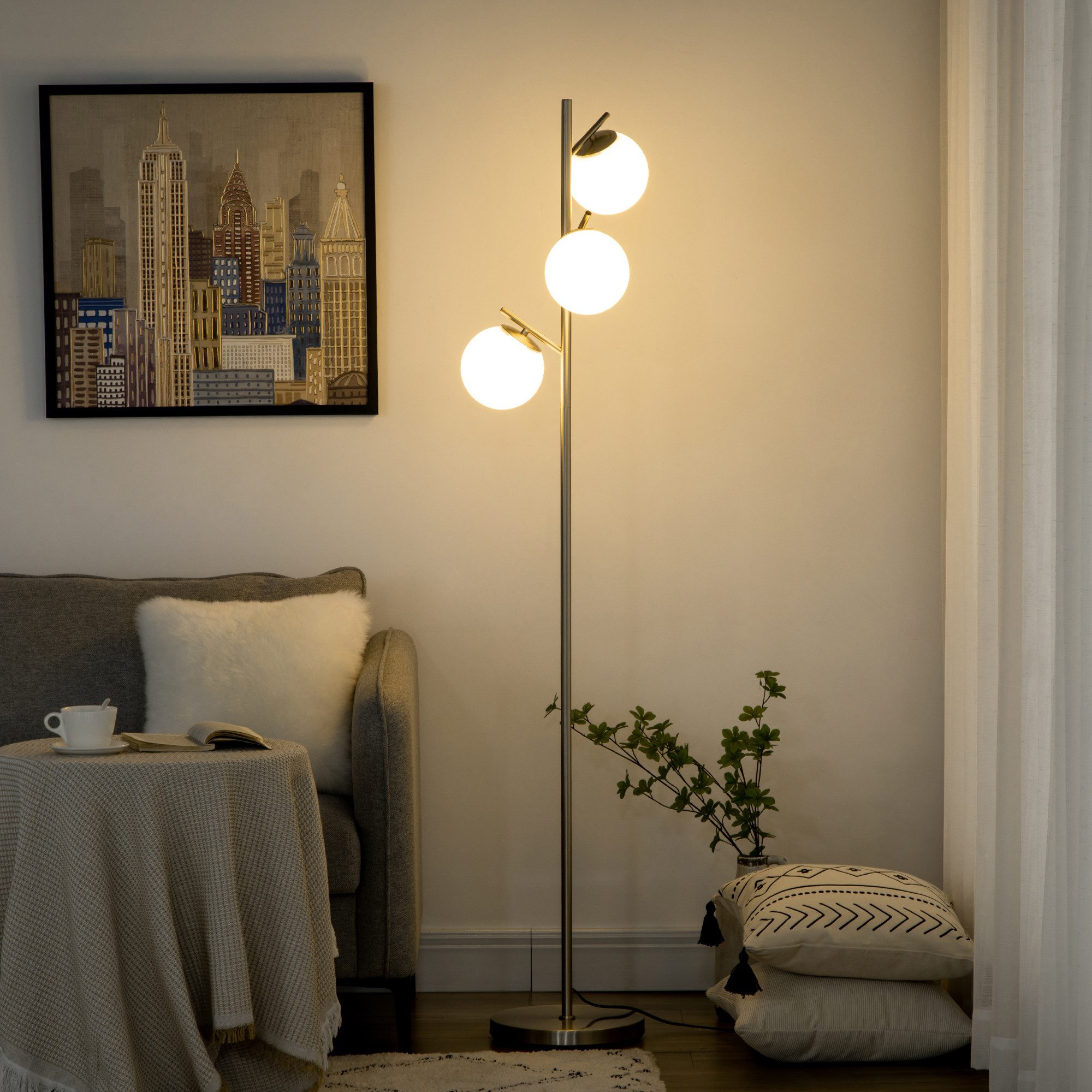 HOMCOM Stehlampe Standleuchte mit 3 E27 günstig online kaufen