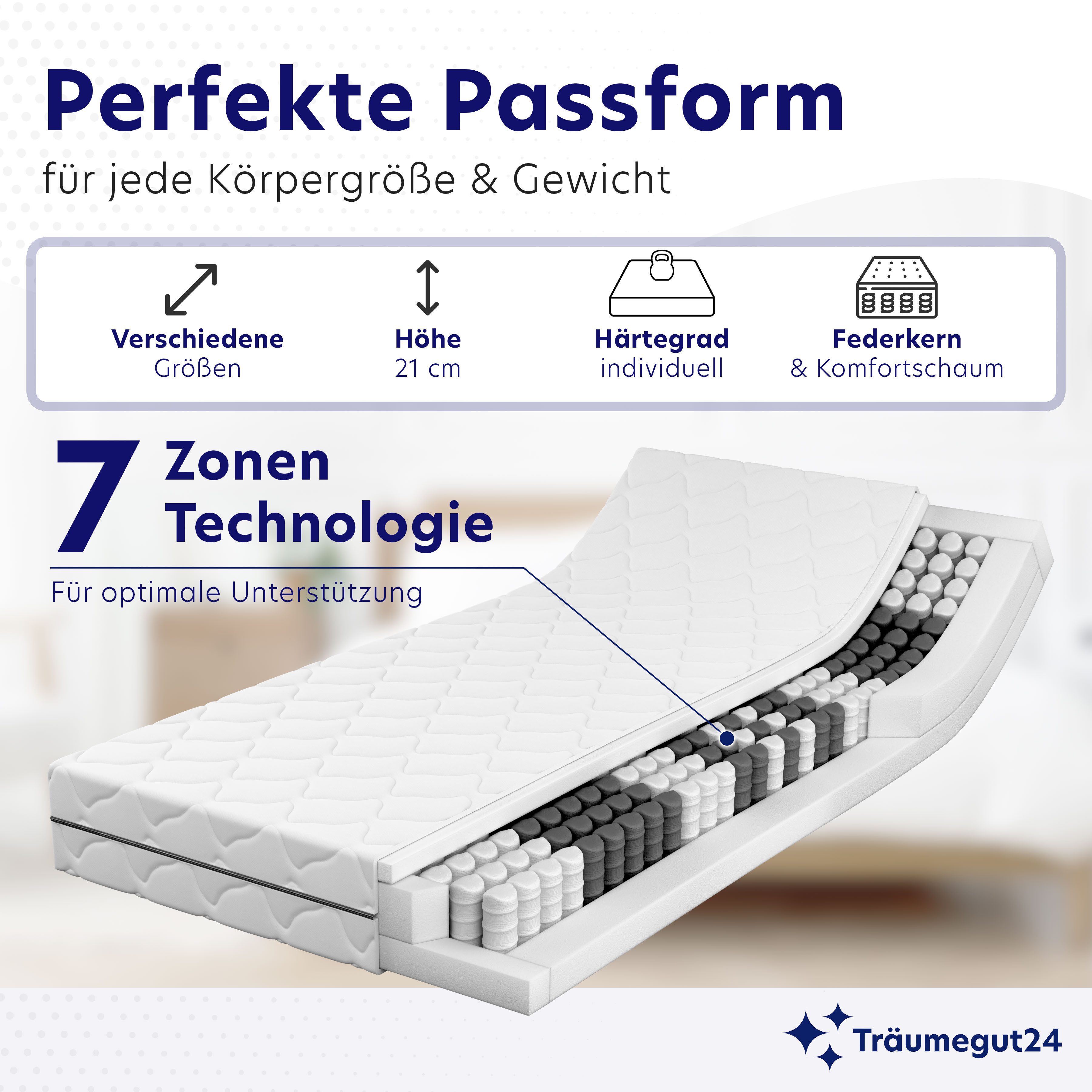 Taschenfederkernmatratze Träumegut24 mit 7-Zonen System für günstig online kaufen