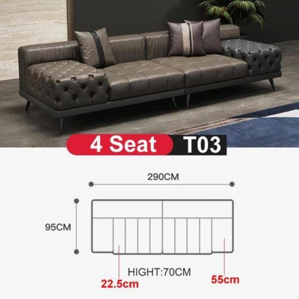 JVmoebel 4-Sitzer, Chesterfield Big Sofa Luxus Möbel Couch Polster Sofas Neu Grau